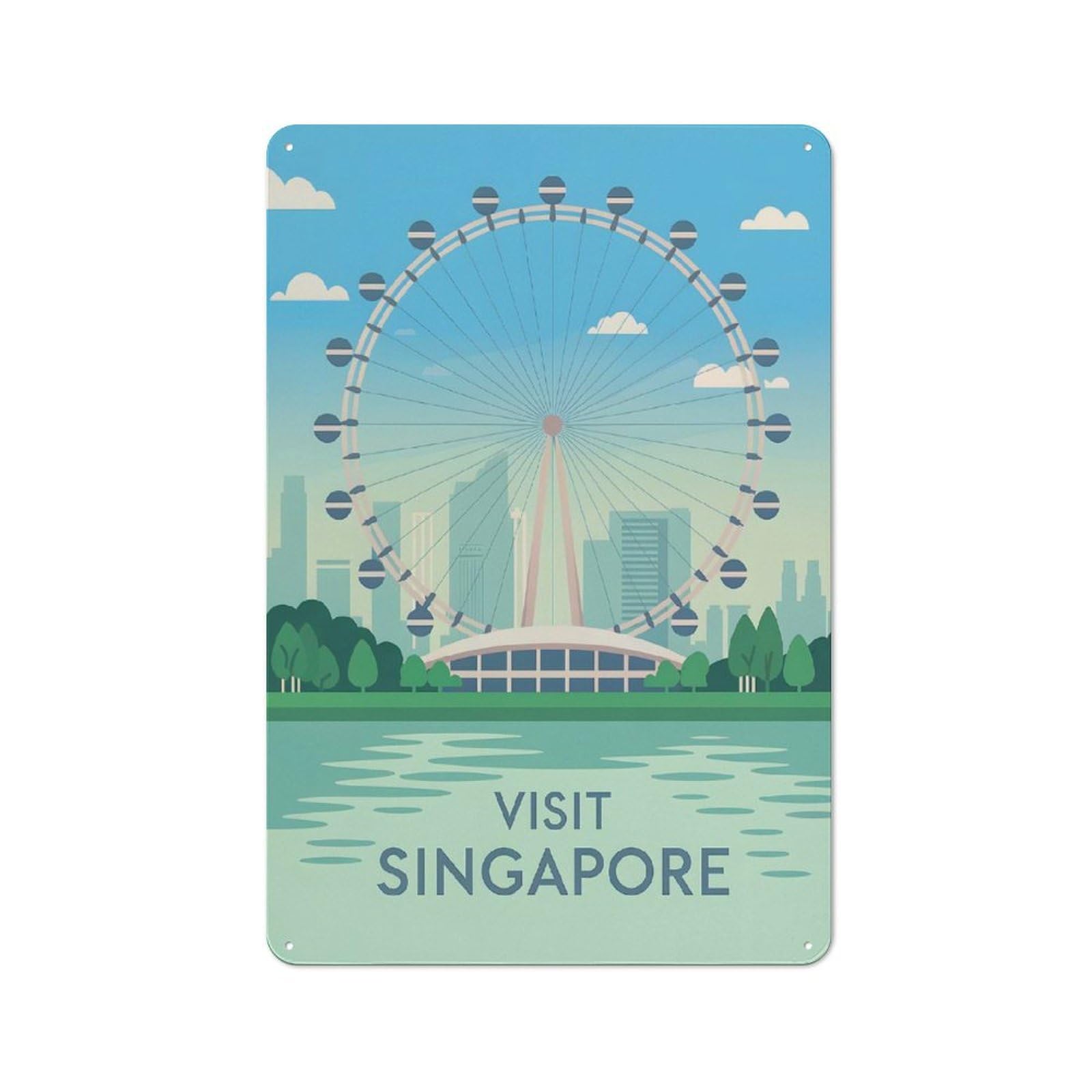 Junmoney Style-18 Singapore Flyer Travel (2) Retro Metal Wall Decor 30X20cm, Retro Metal Sign For Garage, Hobby Room, Office Or Man Cave
