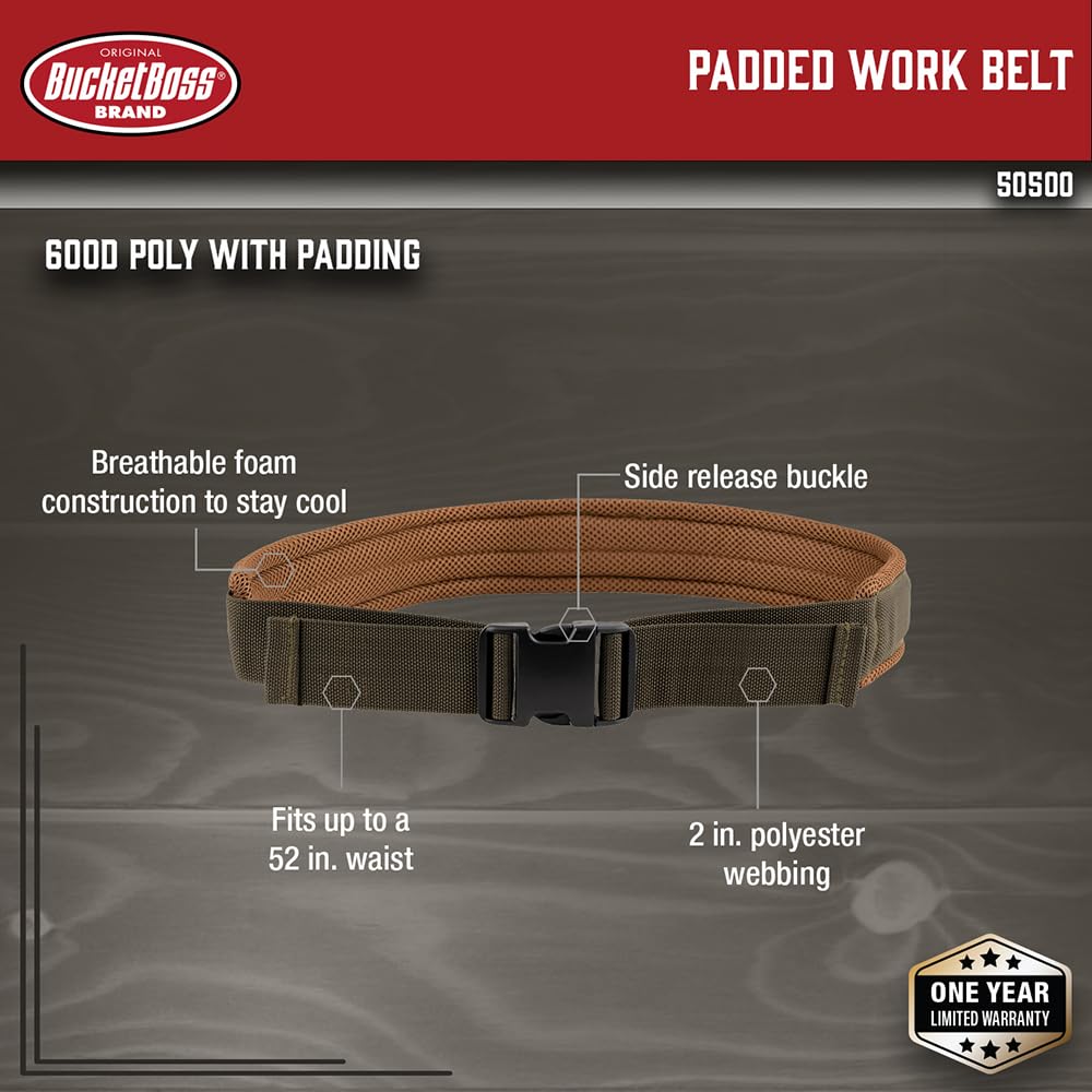 Bucket Boss - Padded Work Belt, Belts & Suspenders (50500) , Brown