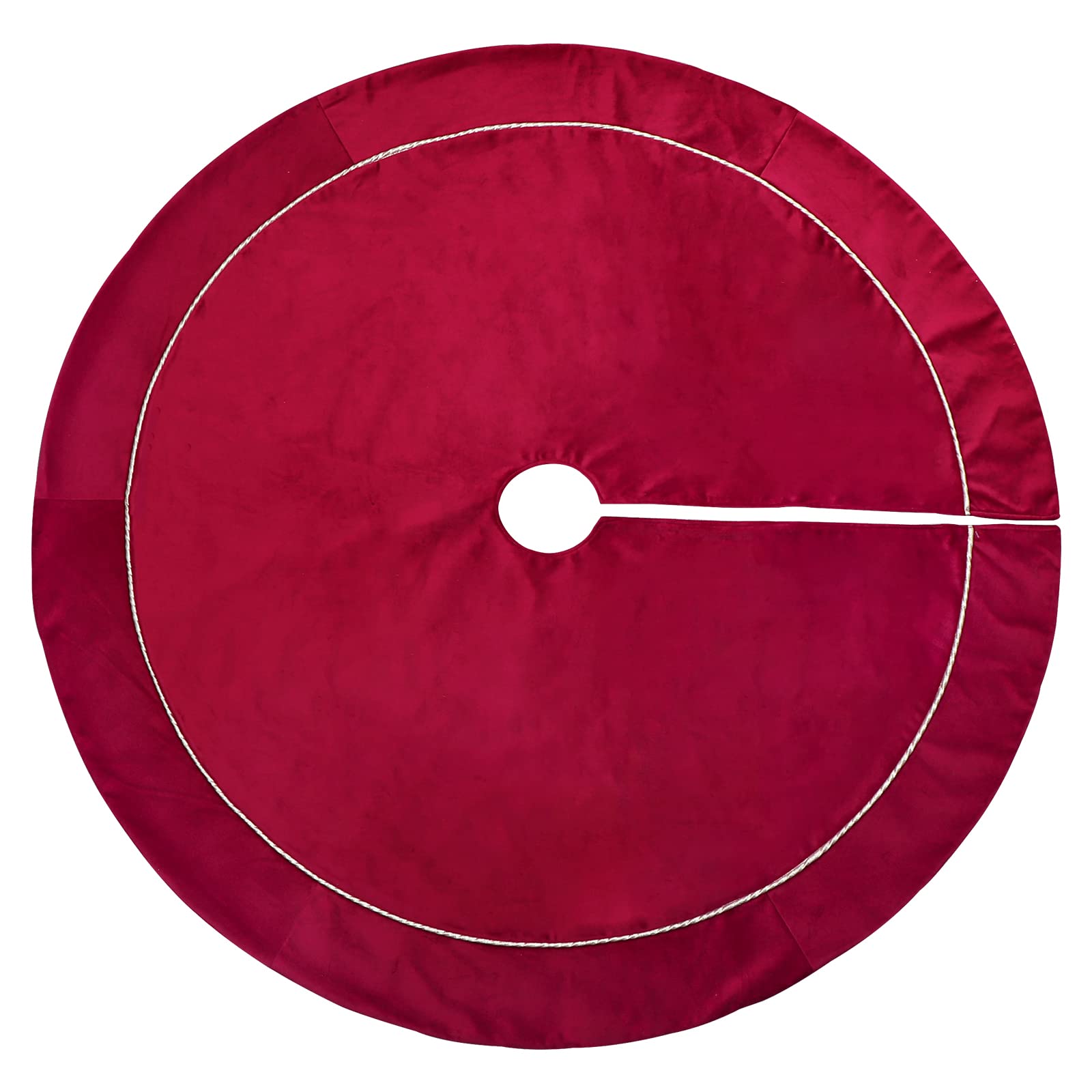 Bunny Chorus Christmas Tree Skirt, 48 inches Velvet Fur Plush Red Tree Skirt, Xmas Tree Skirts for Merry Christmas Party Rustic Vintage Christmas Tree Decorations