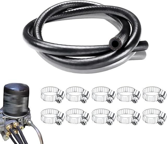 ANOTHEEE Fuel Pipe Set, 5/16 Inch 8mm Inner Diameter Fuel Line Set, Fuel Pipe Fuel Hose with 10 Hose Hose Clamp, Suitable for Trucks, Cars, Tractors and Small Engines