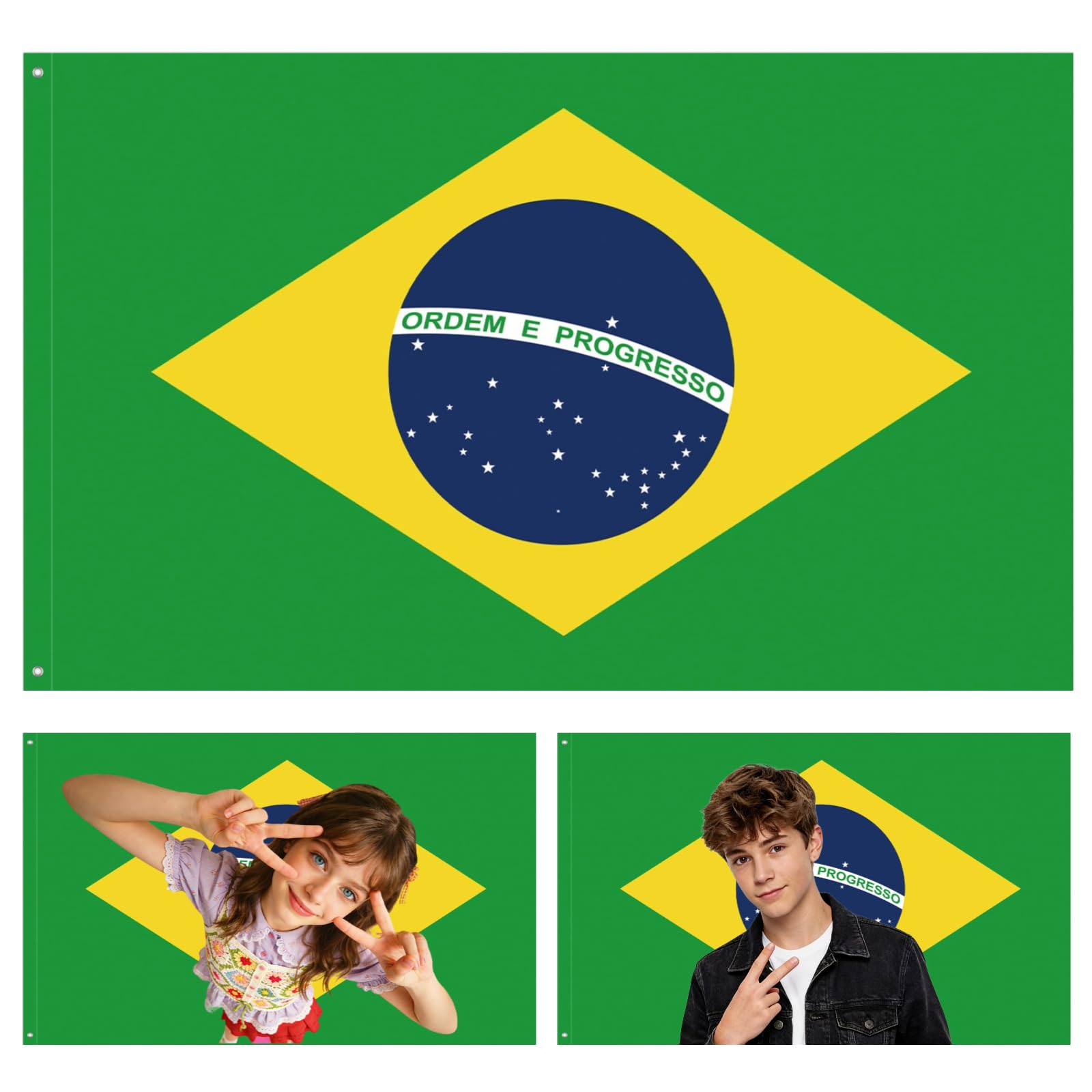 Custom Brazil Flag Personalised Brazil Flags with Picture Logo Text Customisable Funny Flags Banner for Bedroom, Dorm Decor, Football Games Party Sports Events Decoration Bar Garden Street Decor — image 1