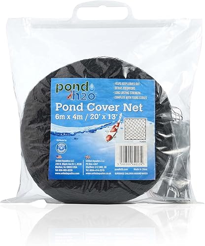 Pond H2o Red negra de protección para estanques de primera calidad con estacas de fijación para el suelo, 13 pies por 9 pies (13.1ftx9.8ft), red de