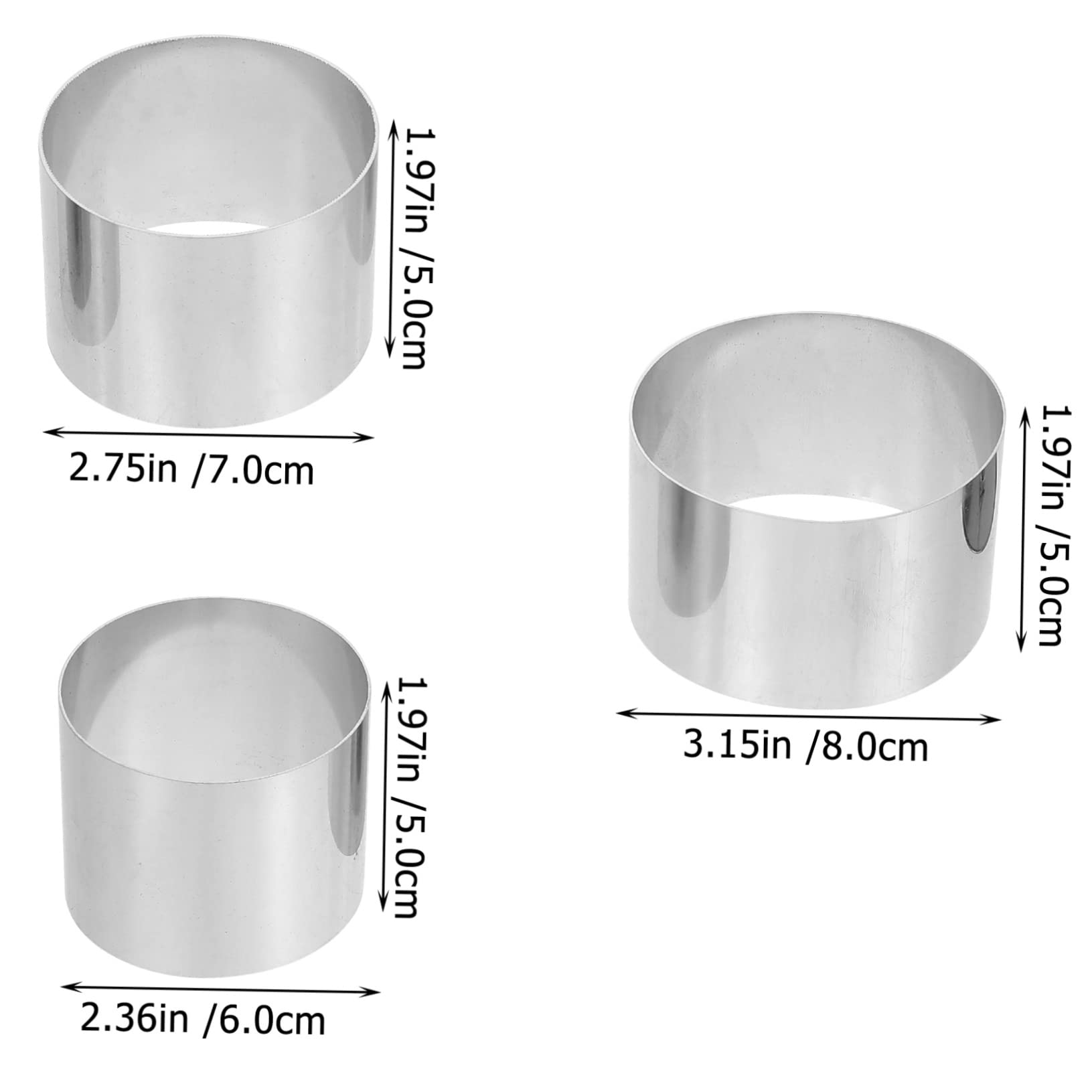 MUCKLILY 1 Set Stainless Steel Cake Mold Ring with Mousse Collars for Baking Shape for DIY Desserts and Pastry Making Easy to and Maintain