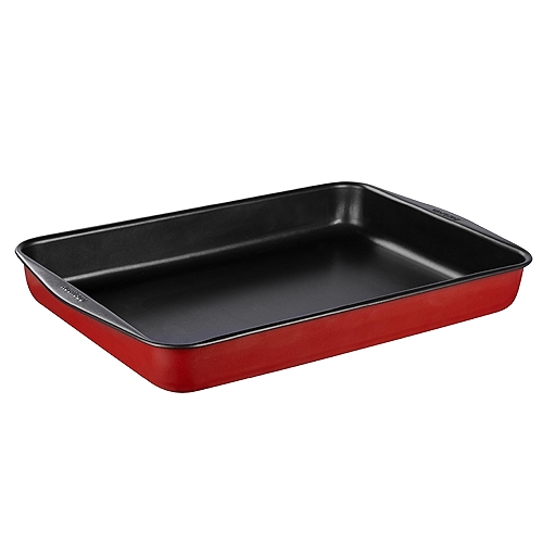 Assadeira Funda Retangular Rochedo Dura+ 44cm, Vermelha, Revestimento Antiaderente, Não Gr...