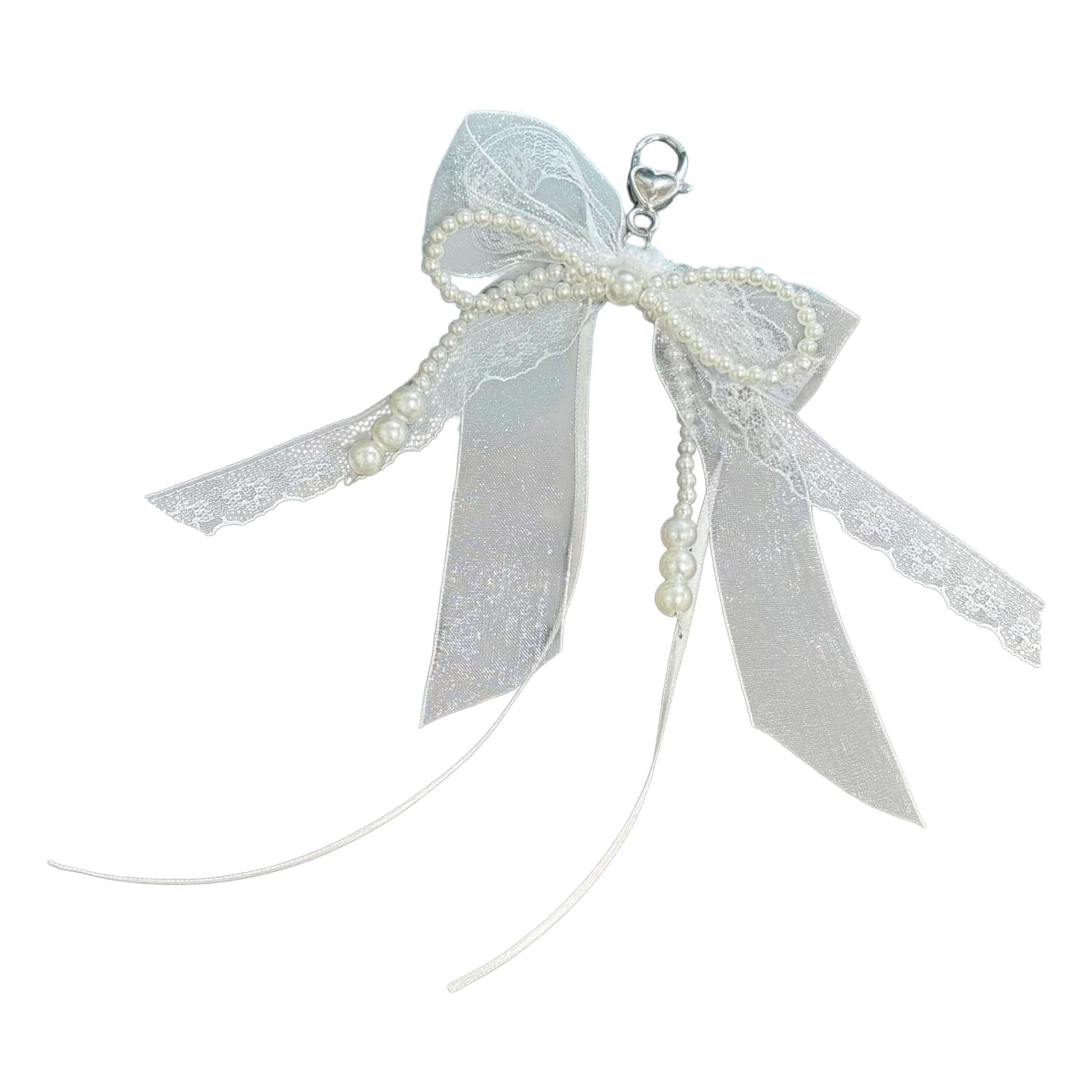 BWANGIAO Elegant Ribbon Bowknot Pearls Keychain For Women Stylish Kirsite Accessory Sturdy Polyester Design Bag Decoration