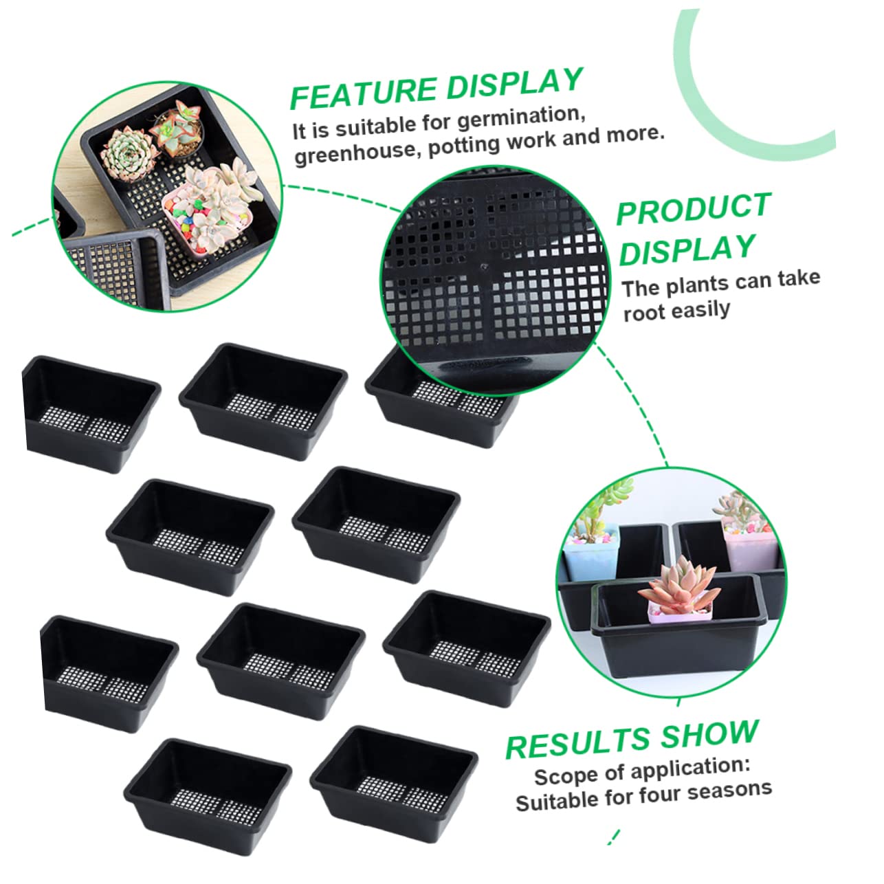TOYANDONA 2 Ensembles Plateau De Germination De Plantes Rectangulaire Lot de Pots De Semis pour Plantes Et Légumes Tray De Culture Pratique pour Jardin Et Balcon 10 Pièces * 2