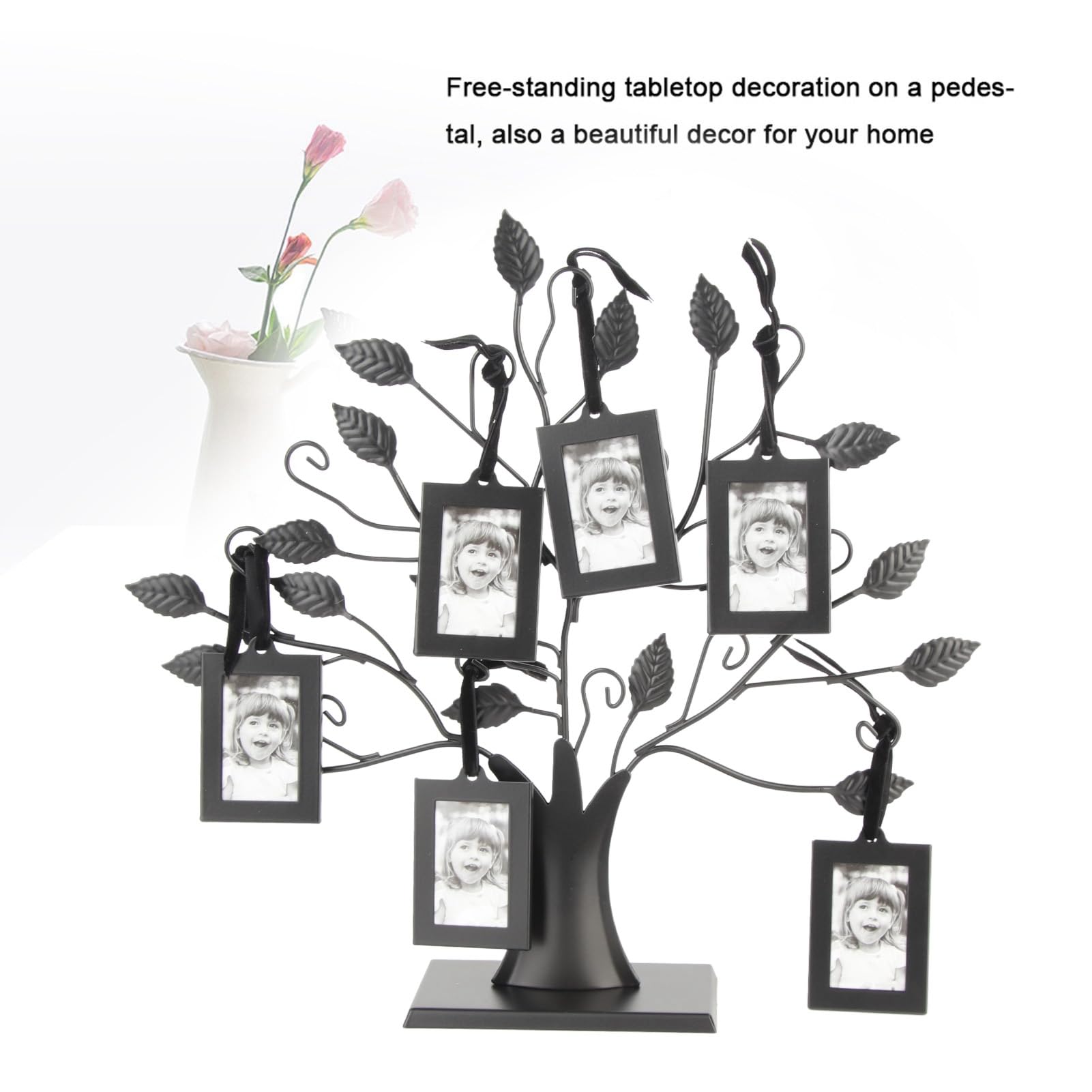 Yctze Albero Portafoto per Famiglie Alla Moda con Cornici Multiple Sospese per Decorazioni Domestiche e Collage Estetici da Parete (S Con 6 cornici per foto da 6,4 x 4,6 cm)