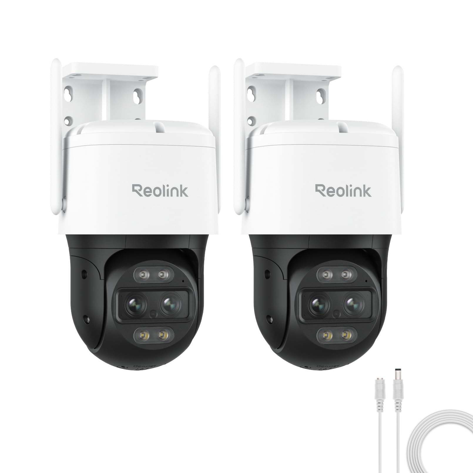 Reolink 4K 8MP Wi-Fi 6 PTZ Überwachungskamera Aussen mit Stromverlängerungskabel (Weiß) 4.5m, Dual-Objektiv, Auto-Tracking-Zoom, Outdoor mit 3 Smart-Erkennungsmodi, 30m Farbnachtsicht, TrackMix WiFi