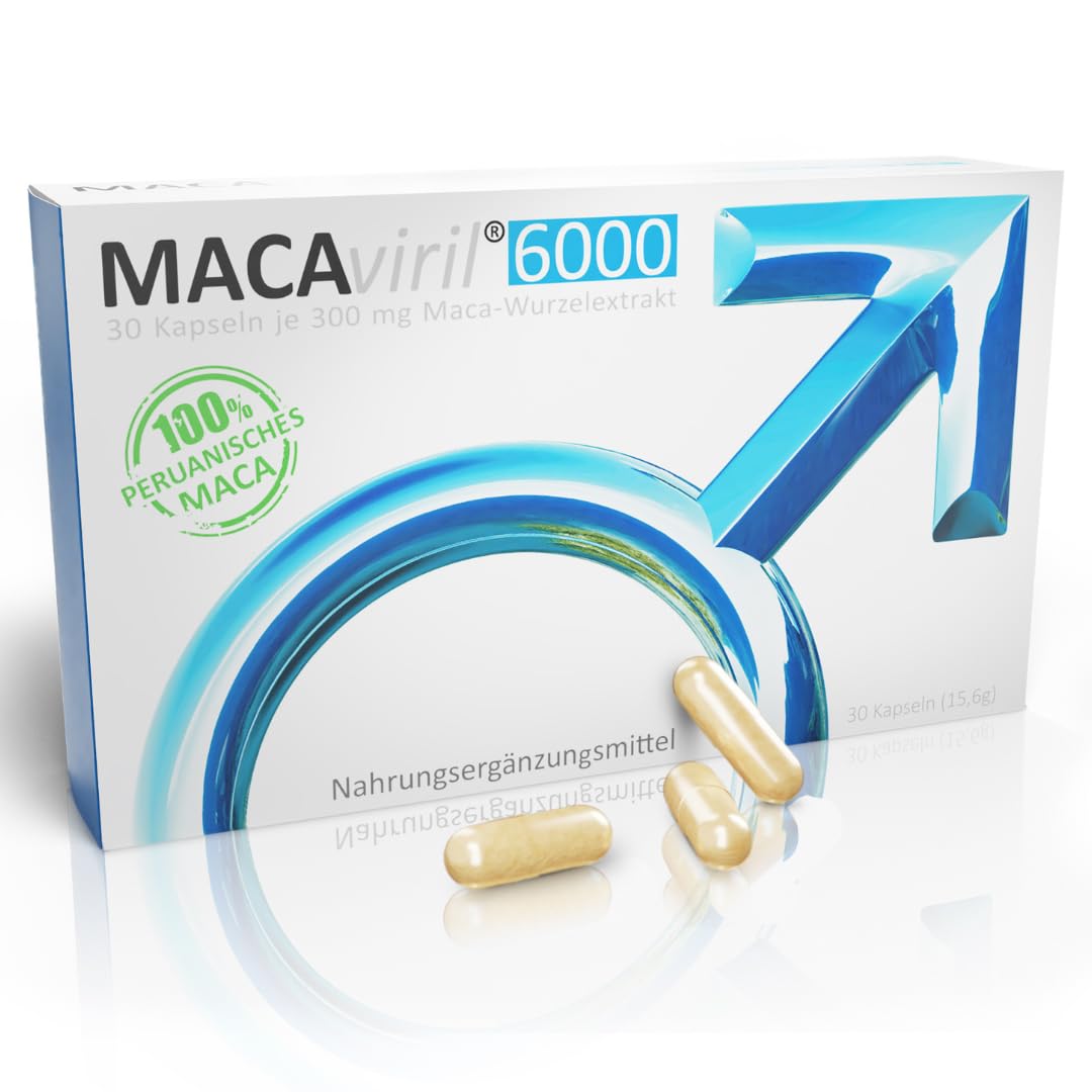 MACA Kapseln hochdosiert | Aus der Apotheke | Für den Mann | Das Original MACA aus Peru | 6000 mg pro Tag | Monatsversorgung für die Männer 30 Kapseln | Vegan | Made in Germany