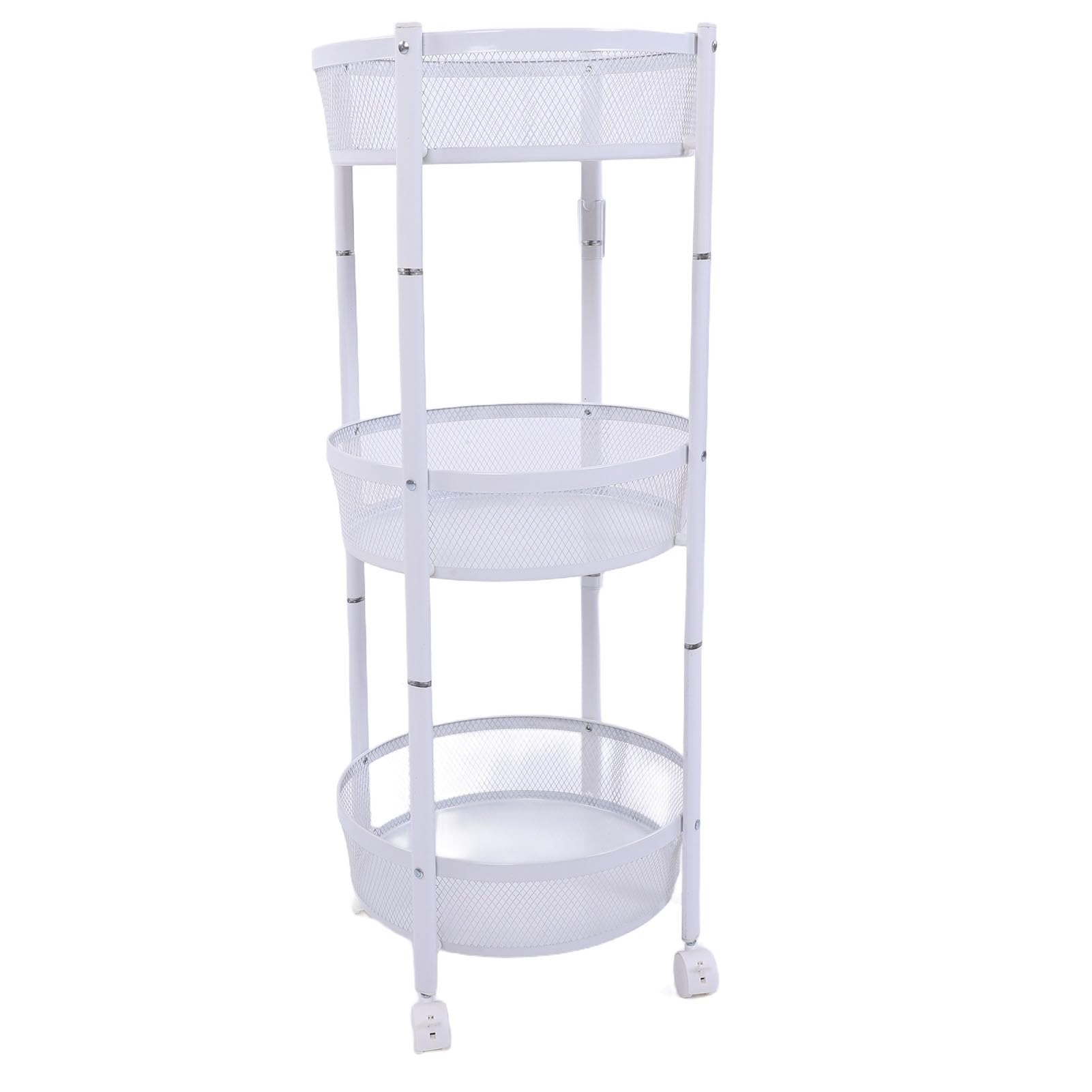 Carro Utilitario de Metal de 3 Niveles, Organizador Rodante Resistente para Cocina y Despensa, Ahorro de Espacio, Acero Al Carbono, Plegable, 1 Unidad (Blanco Crema)