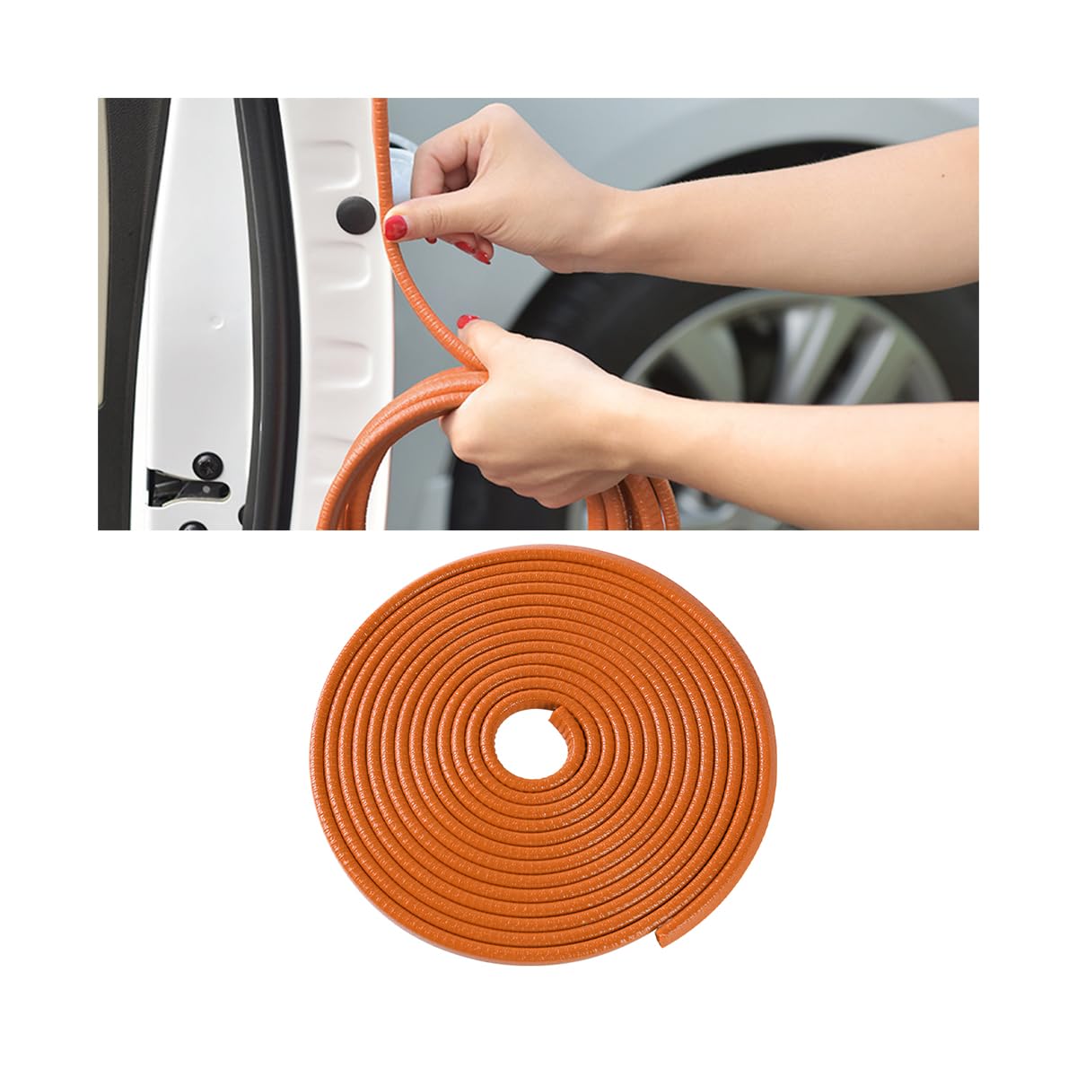 Osilly 16FT Metal-Reinforced Rubber Car Door Edge Guards, Orange