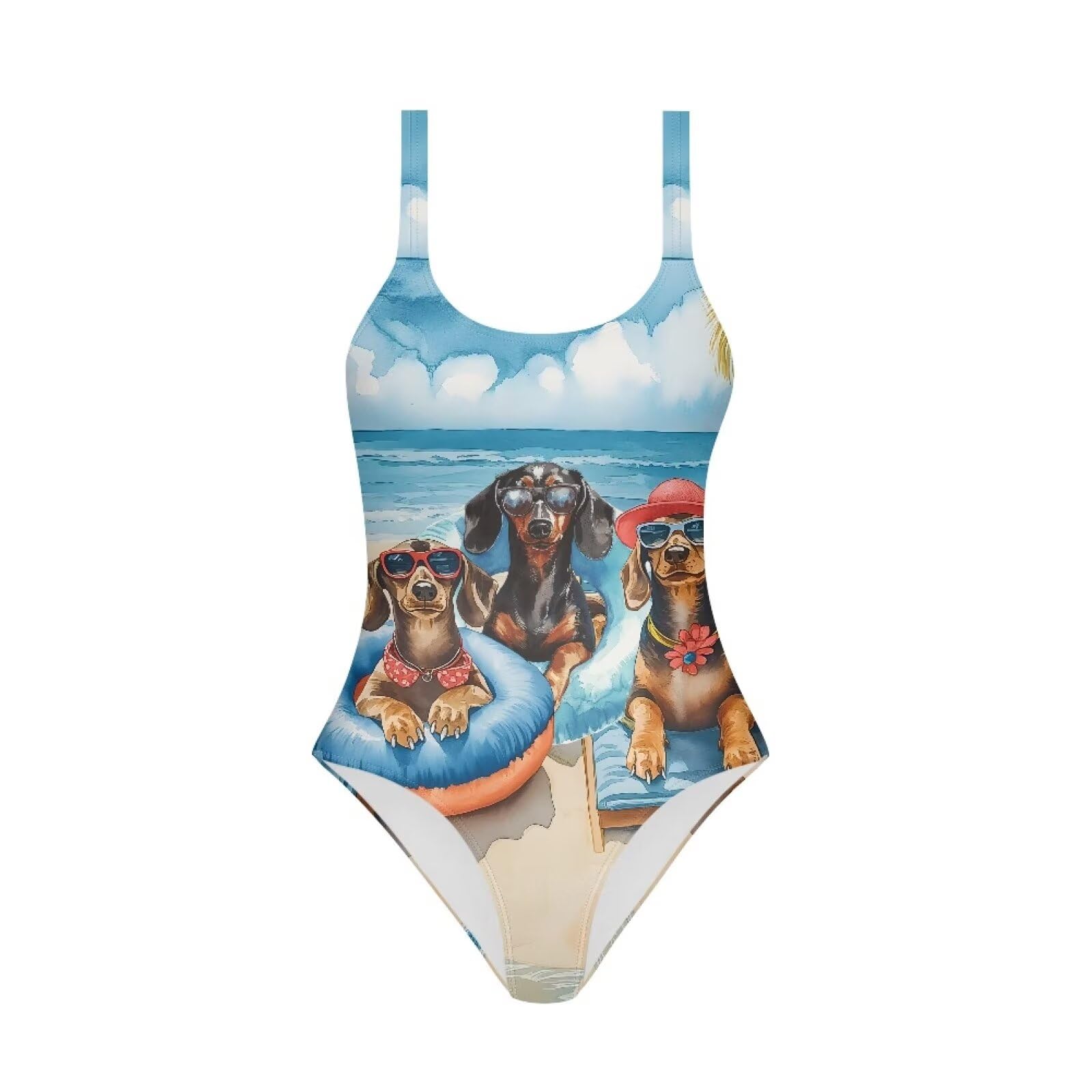 Frymappies Kids Dachshund Swimsuits for Little Girls Bathing Suits 9-10 Cute One Piece Swimwear Sleeveless Tankini Swimsuit Novelty Round Neck Bathing Suit Quick Dry Seamless Beach Swim Wear