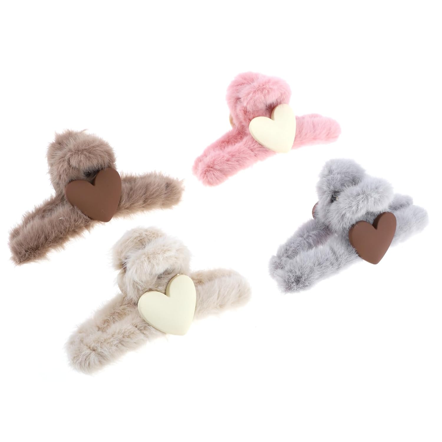 4pcs Plush Heart Hair Clips for Women Soft Large Cross Shark Claw Hair Clamp Accessories for Styling Bath Makeup and Daily Use Random Color 4pcs Plush Heart Hair Clips for Women Soft Large Cross Shark Claw Hair Clamp Accessories for Styling Bath Makeup and Daily Use Random Color