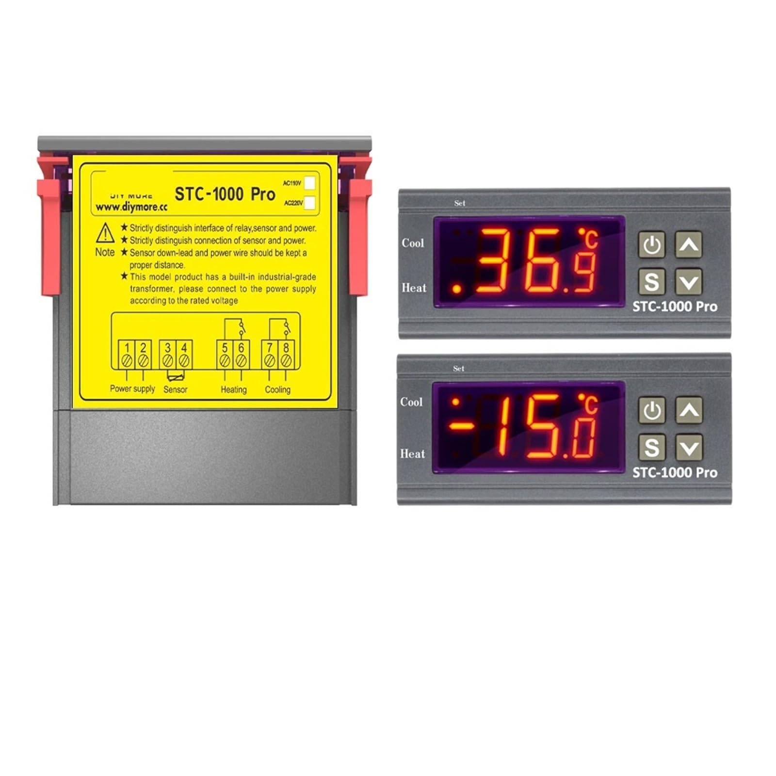 STC-1000 - Mini controlador digital de temperatura con sonda AC220V, termostato 1 unidad