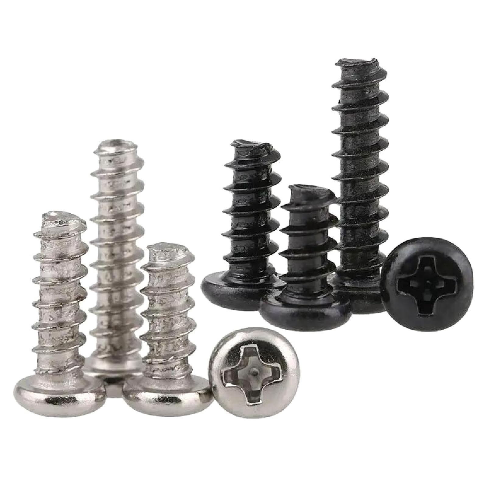 Viti, viti autofilettanti, Viti autofilettanti a testa cilindrica Phillips M1.4-M4 a testa tonda a croce con estremità piatta nichelate/zincate nere 20 pezzi(Black Zinc Plated 20pcs,M2.3x4mm)