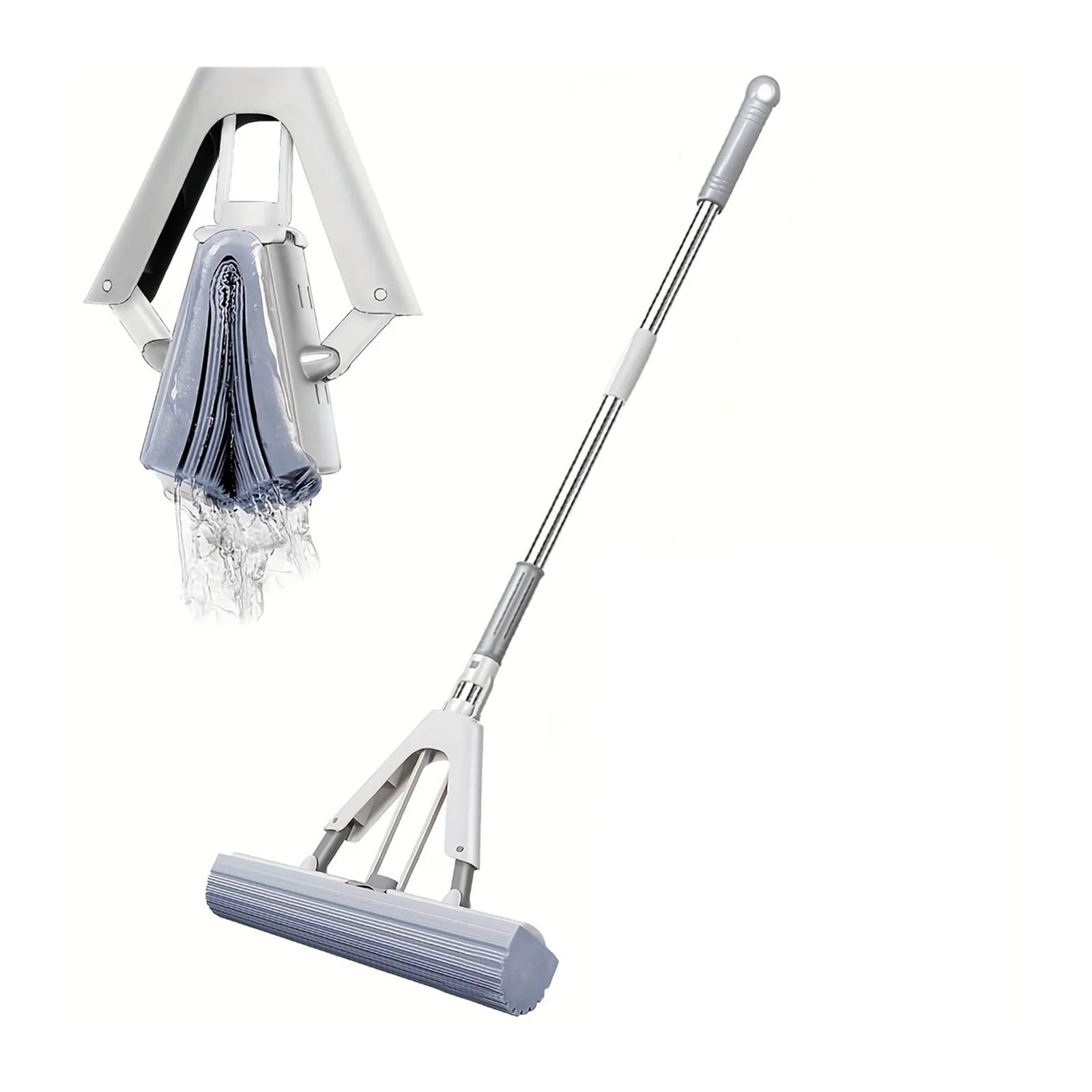 Fregona de Esponja de PVA autogirable, húmeda y Seca, con Mango Ajustable y súper Absorbente, Ideal for Limpieza de Pisos de Cocina, baño y Oficina.
