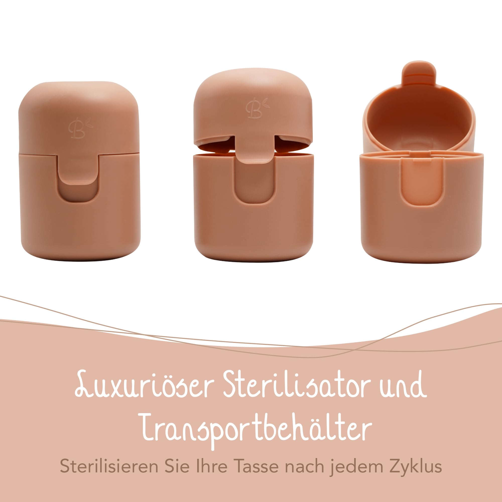Bamboozy Luxus Menstruationstasse mit Sterilisator (M) - Wiederverwendbare Menstruationstasse aus Medizinischem Silikon - Bis zu 12 Stunden Schutz - Nachhaltig, Plastikfrei, ohne BPA