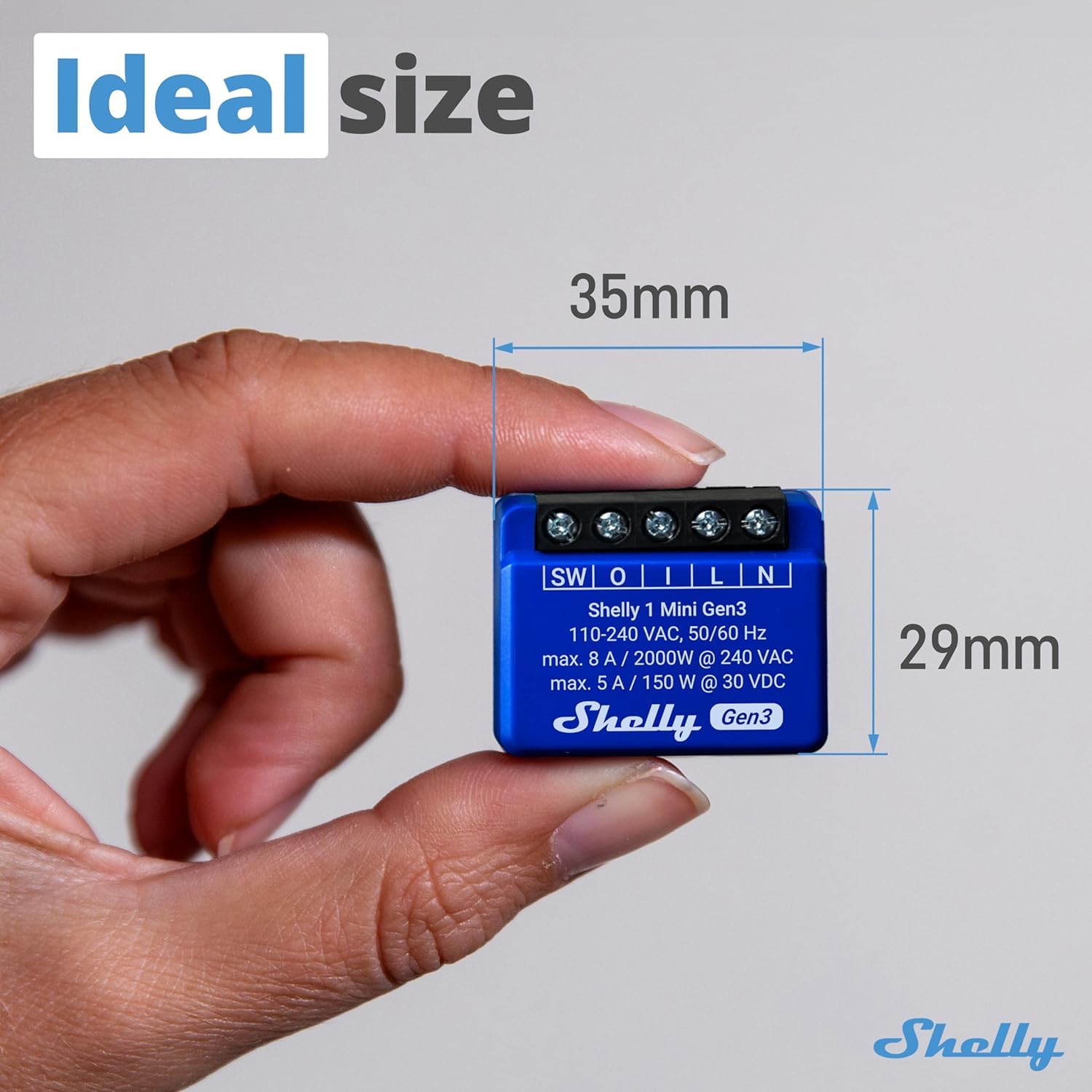 Shelly 1 x mini 3 generacji, 4-pak, WiFi i Bluetooth, 1 kanał 8 A, inteligentny przełącznik domowy, kompatybilny z Alexa i Google Home, aplikacja na iOS/Android, suche kontakty
