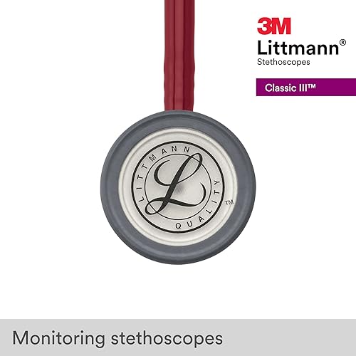 Vista 19 de 3M Littmann Classic III - Estetoscopio de monitoreo 5622, 2 veces más volumen*, menos peso**, campana de acero inoxidable, 27 pulgadas, tubo azul