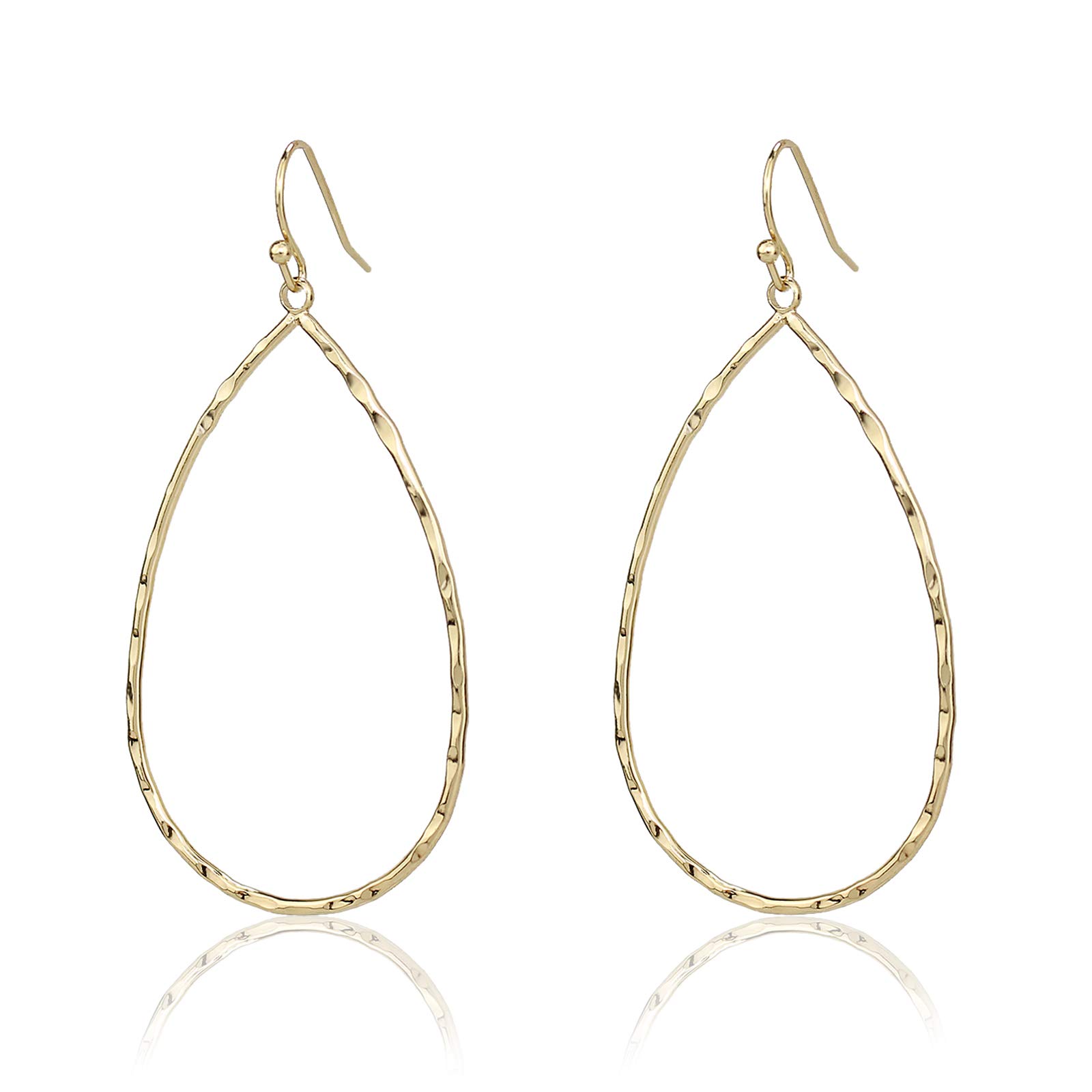 Pomina Lightweight Open Gold Teardrop Earrings Simple Basic Geometric Gold Dangle Drop Earrings for Women