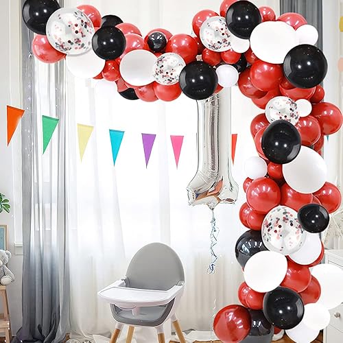 Miniatura 5 de Kit de guirnalda de globos de oro blanco y negro, 100 piezas de globos de látex de confeti negro blanco metálico dorado y dorado para decoración de