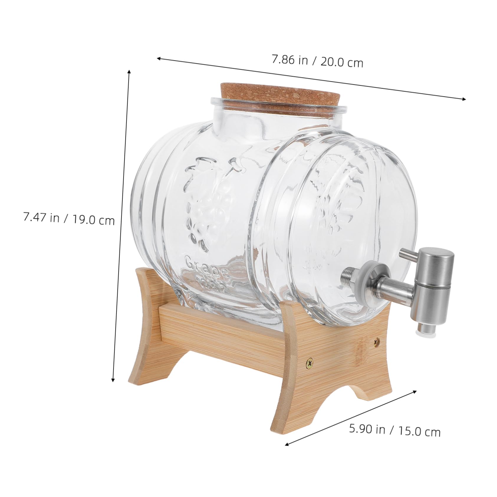 COLLBATH Retro Style Glass Wine Barrel 101oz Beverage Dispenser with Lid for Making Serving