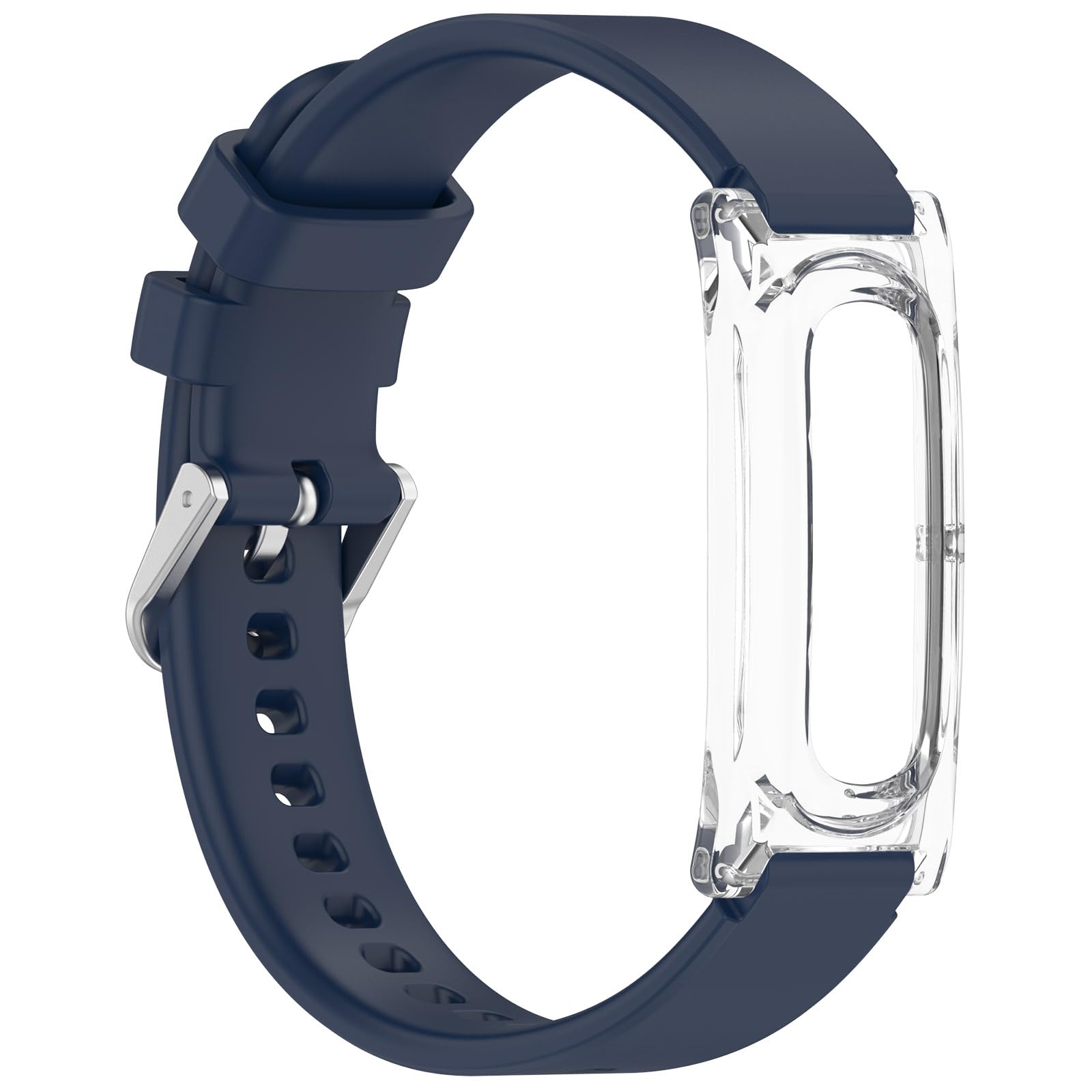 Strap with Protective Case for Google Fitbit Air, 5.5-8.7 Inch Adjustable Wristband, Precision Silicone Replacement Band with Metal Buckle Easy Install Watch Accessory
