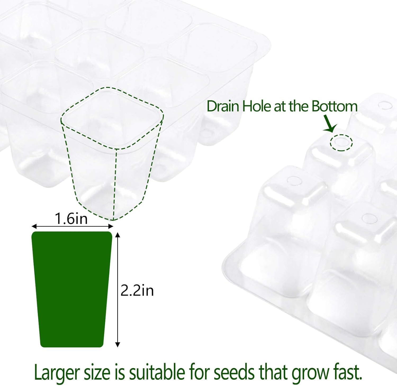 Saatgut-Starterschale, 6 Setzling-Kits mit einstellbarer Luftfeuchtigkeitskuppel, Pflanzen-Starter-Set für Samenzucht-Starting (12 Zellen pro Tablett)