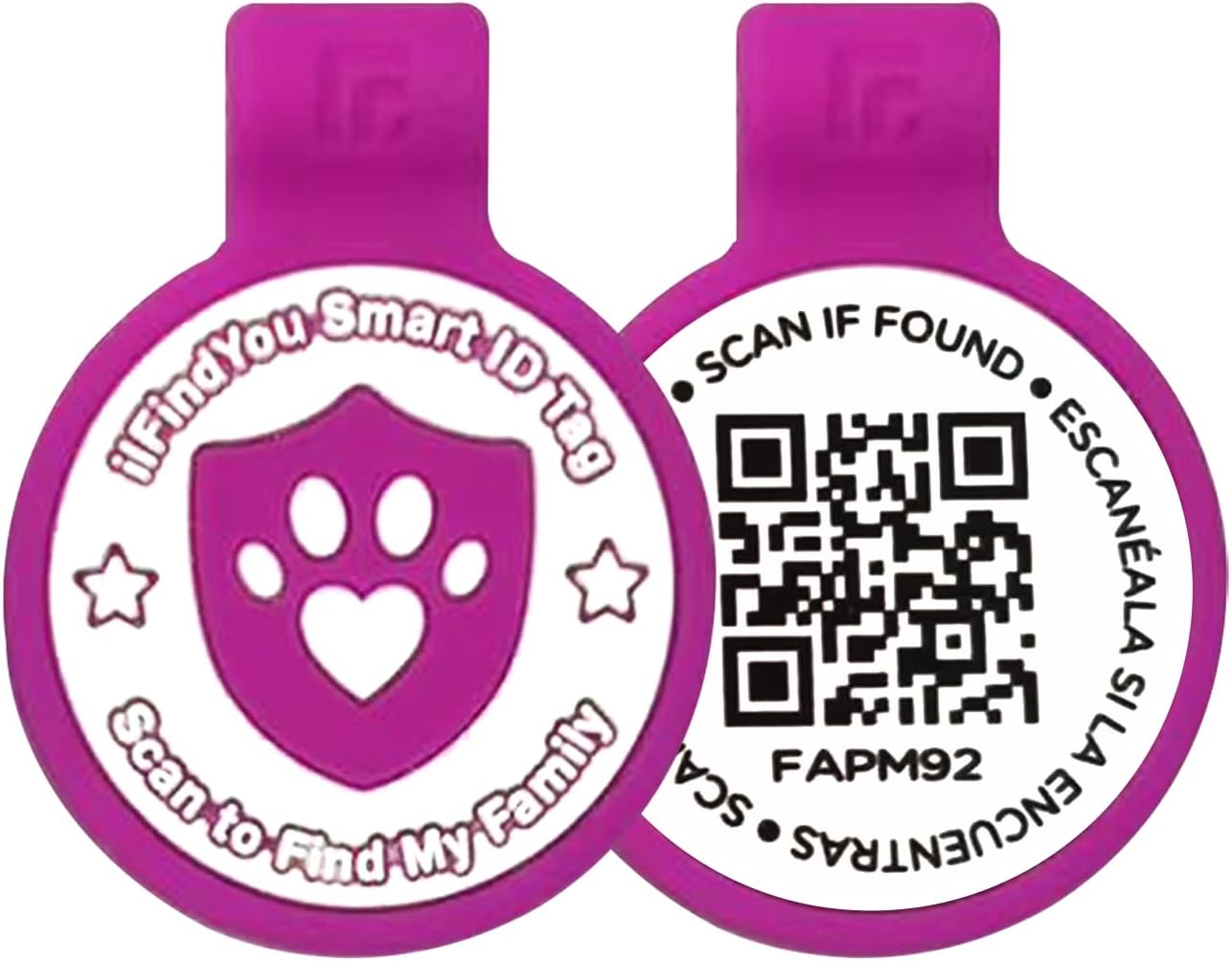Smart Pet ID Tag with QR Code Dog Tags Personalized for Pets, Scannable Dog and Cat Identification Tags (Purple, Large-1.2″*1.4″) Smart Pet ID Tag with QR Code Dog Tags Personalized for Pets, Scannable Dog and Cat Identification Tags (Purple, Large-1.2″*1.4″)