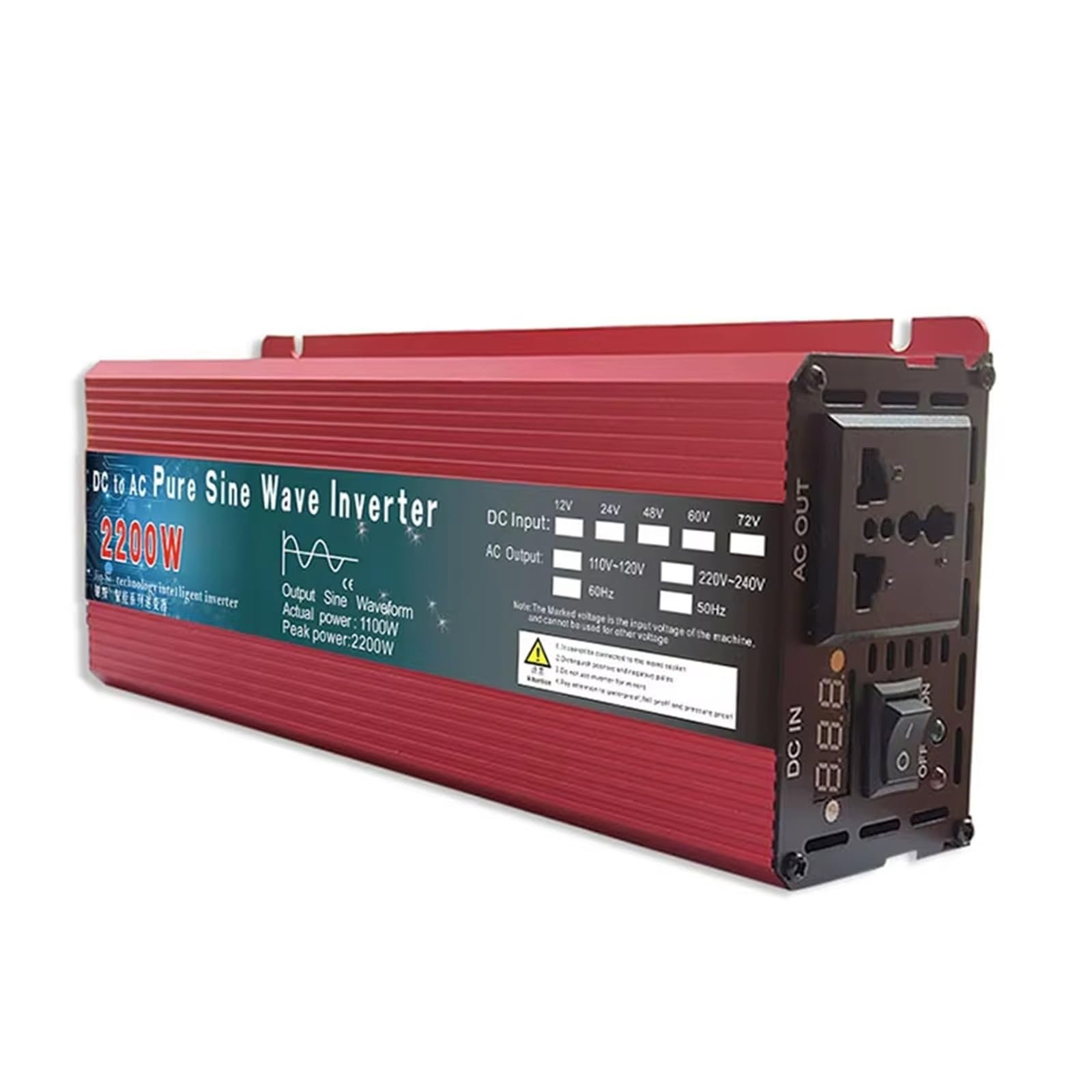 Inversor Inversor Onda Sinusoidal Pura CC 12V/24V A CA 220V/230V 50Hz 1000W 1600W 2000W 3000W Convertidor De Banco Energía Portátil Inversor Solar(2200W 12V)