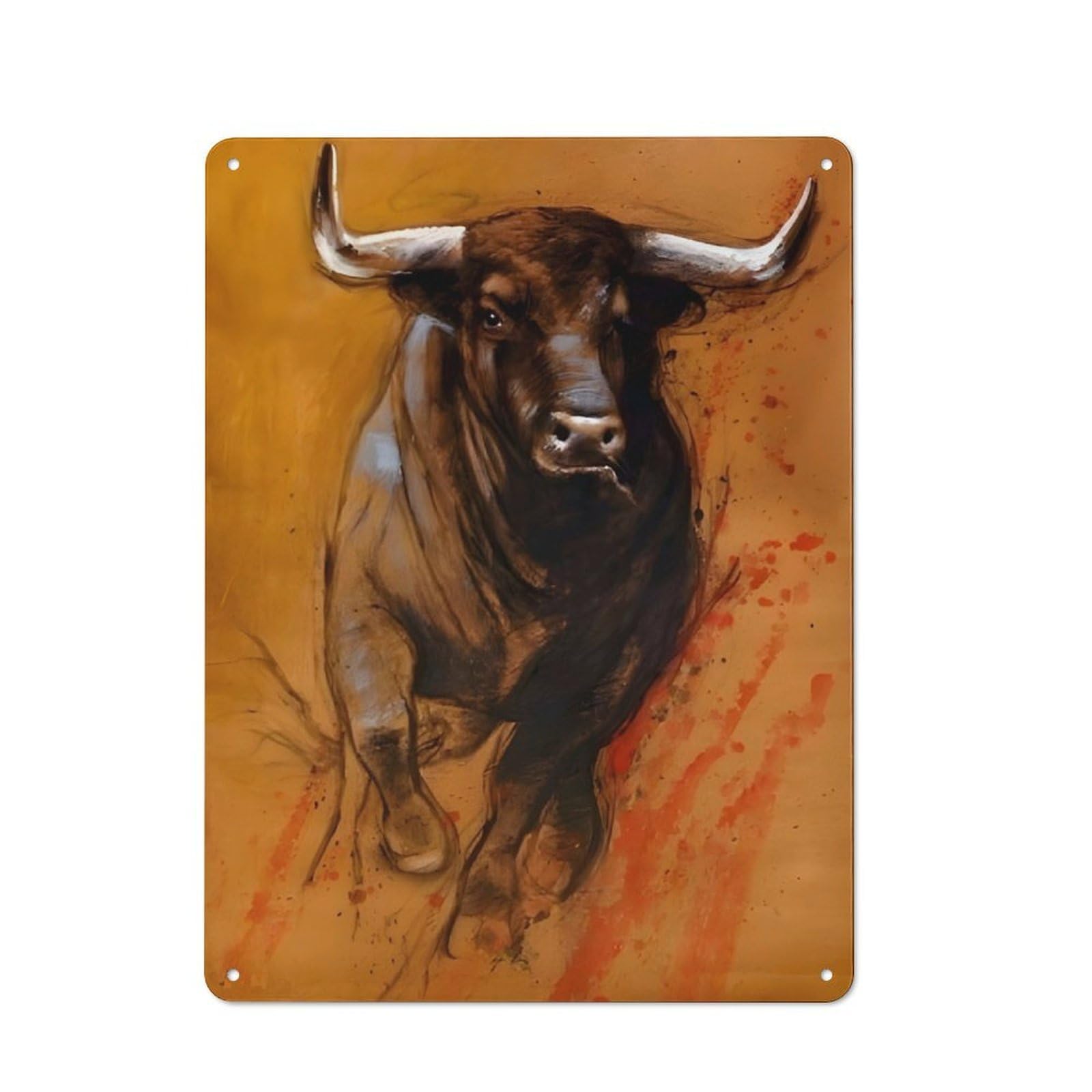 Vintage Vintage Metal Sign 40x30cm Featuring Matador Bull, Room Wall Plaque for Flat, Dorm Room, Lounge Or Cafe