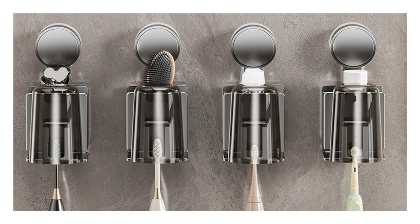Uchwyt szczotki do zębów z kubkiem ssącym Easy-Mount Bathroom Organizer