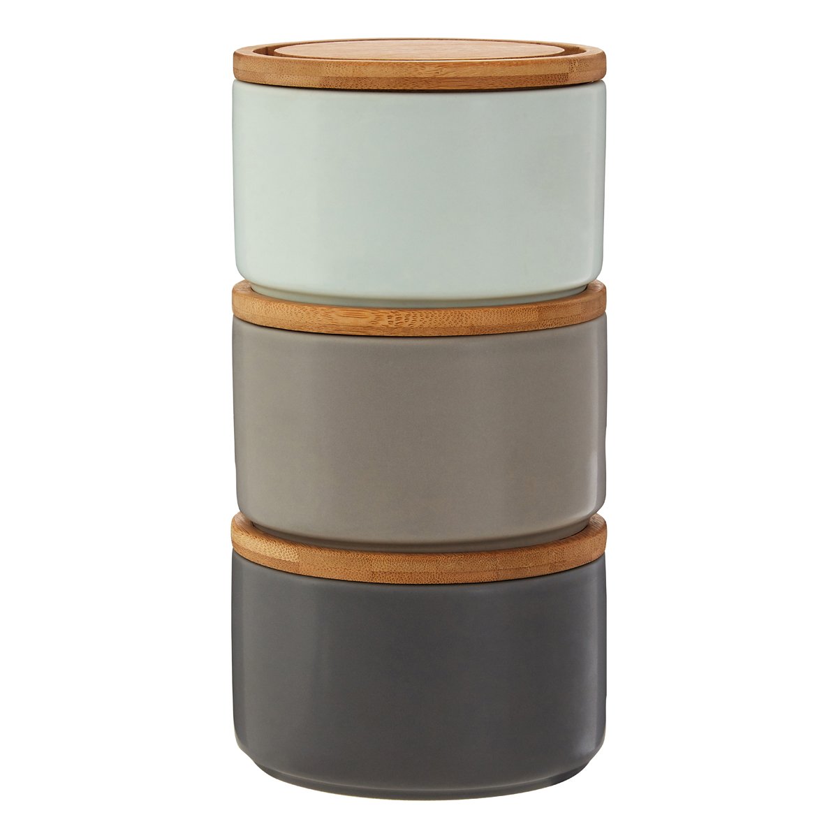 Interiors by PH Fenwick Storage Canisters - Grey/Pale Blue Dolomite with Bamboo Lids