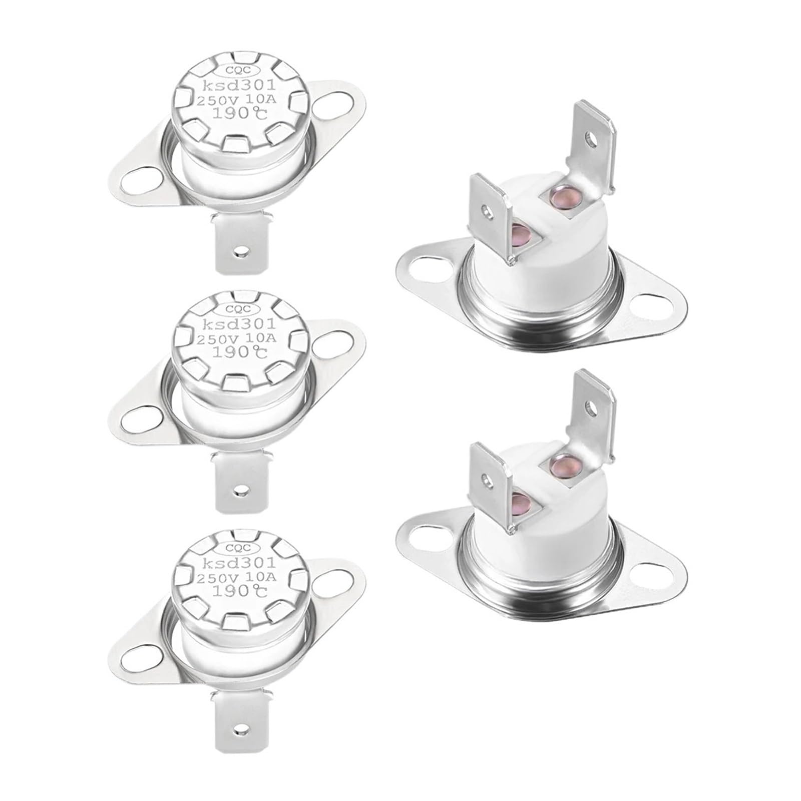 QQTD665BET 5Pcs 250V 10A 130°C-250°C KSD301 Thermostat Switch Normally Closed N.C Adjust Snap Disc Temperature Control for Microwave