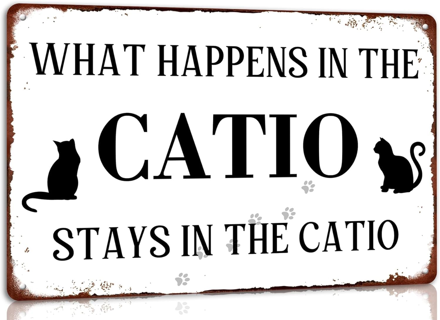 SMAZDFXX Cat-Lover What Happens in the Metal Tin Sign for Home Farmhouse Wall Decor Vintage Poster Funny Cat-House Room Door Accessories 5.5"x8"