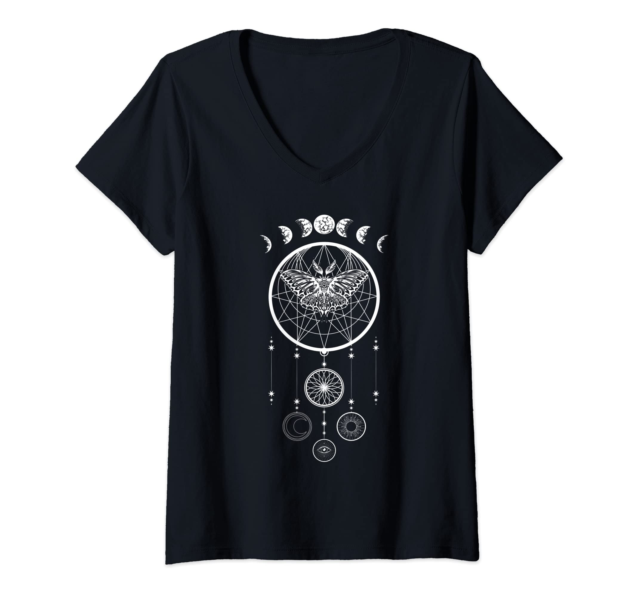 Womens Wicca and Witch Pagan for a Spiritual Zen Gothic Mandala V-Neck T-Shirt