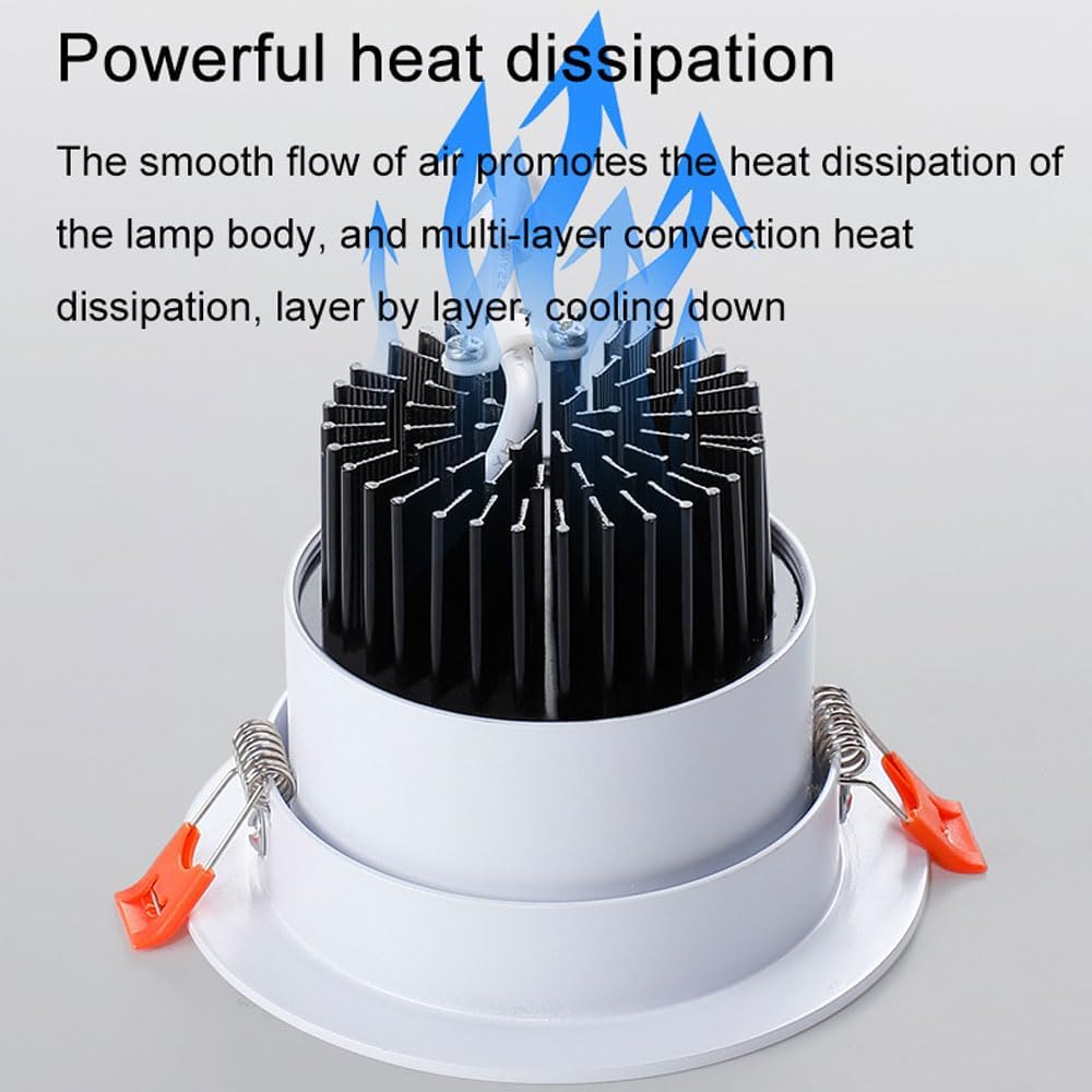 30° Adjustable Angle Spotlight, 9 Pack COB Dimmable Downlight, 7W LED Downlight, Recessed Lighting, CRI90+, LED Ceiling Lights with LED Driver, for Bedroom Living Room