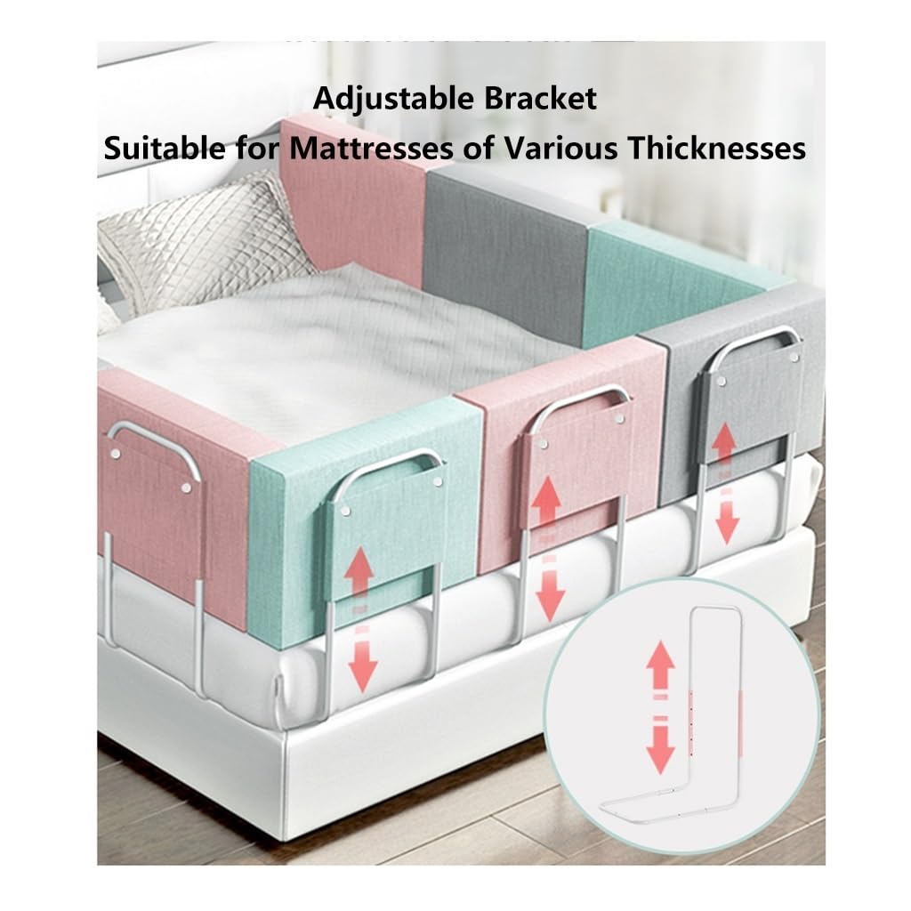 Absturzsicheres Bettgitter, 40-60cm Verstellbares Stahlrohr, Rausfallschutz Bett Bettgitter Bettschutzgitter, Passend für Kinderbetten, Elternbetten und Alle Matratzen Massivholzbetten, 60cmx3