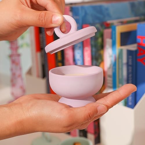 Miniatura 8 de Boowan Nicole Tarro de vela de hormigón de cáliz Molde de silicona Soporte de vela de cemento con tapas, recipientes de molde para suministros de