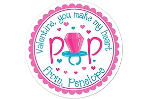 Personalized Valentine’s Day Gift Stickers with Pink Ring Pop Design