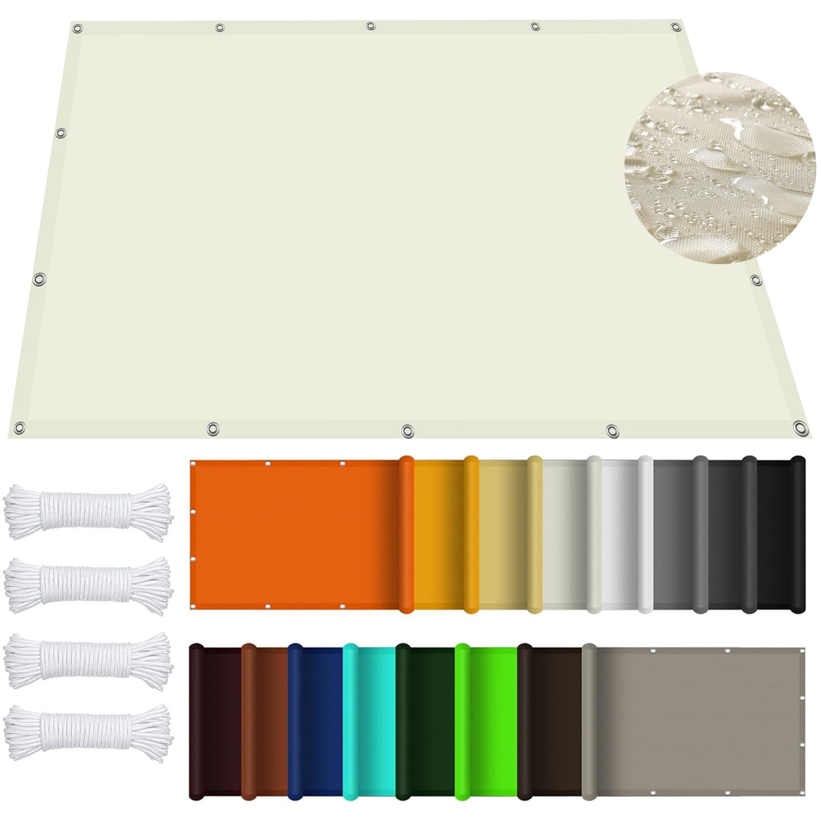 GLDYTVF Outdoor Garden Sun Shade Sail 1x2.2m Weatherproof Sun Protection Canopy for Patio Lawn Deck Pool Park Backyard Ivory