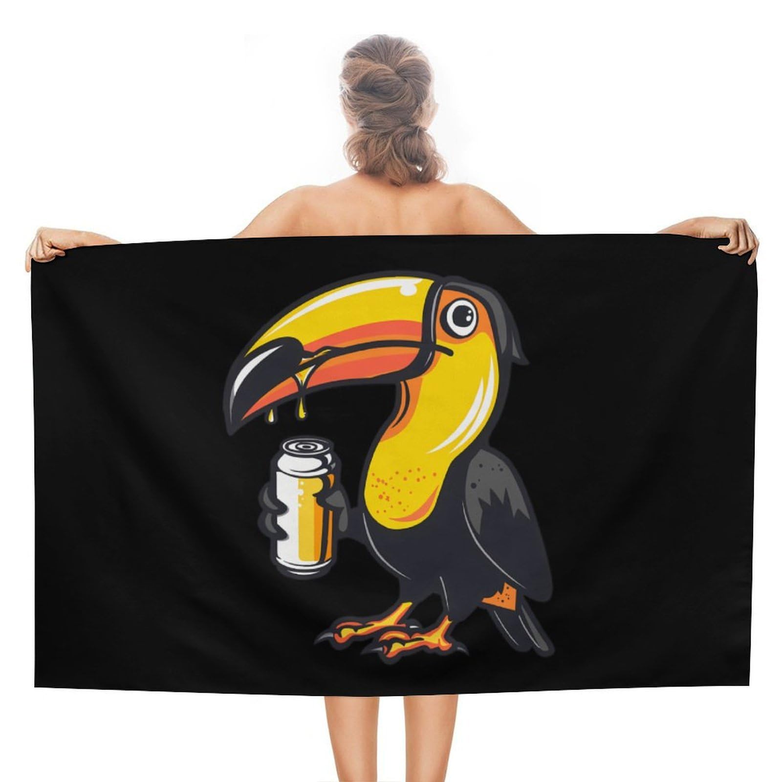 CGSBNGHA Toucan Beer Drinking Tropical Bird Beach Towels Soft Bathroom Bath Pool Swim Towels for Women Men
