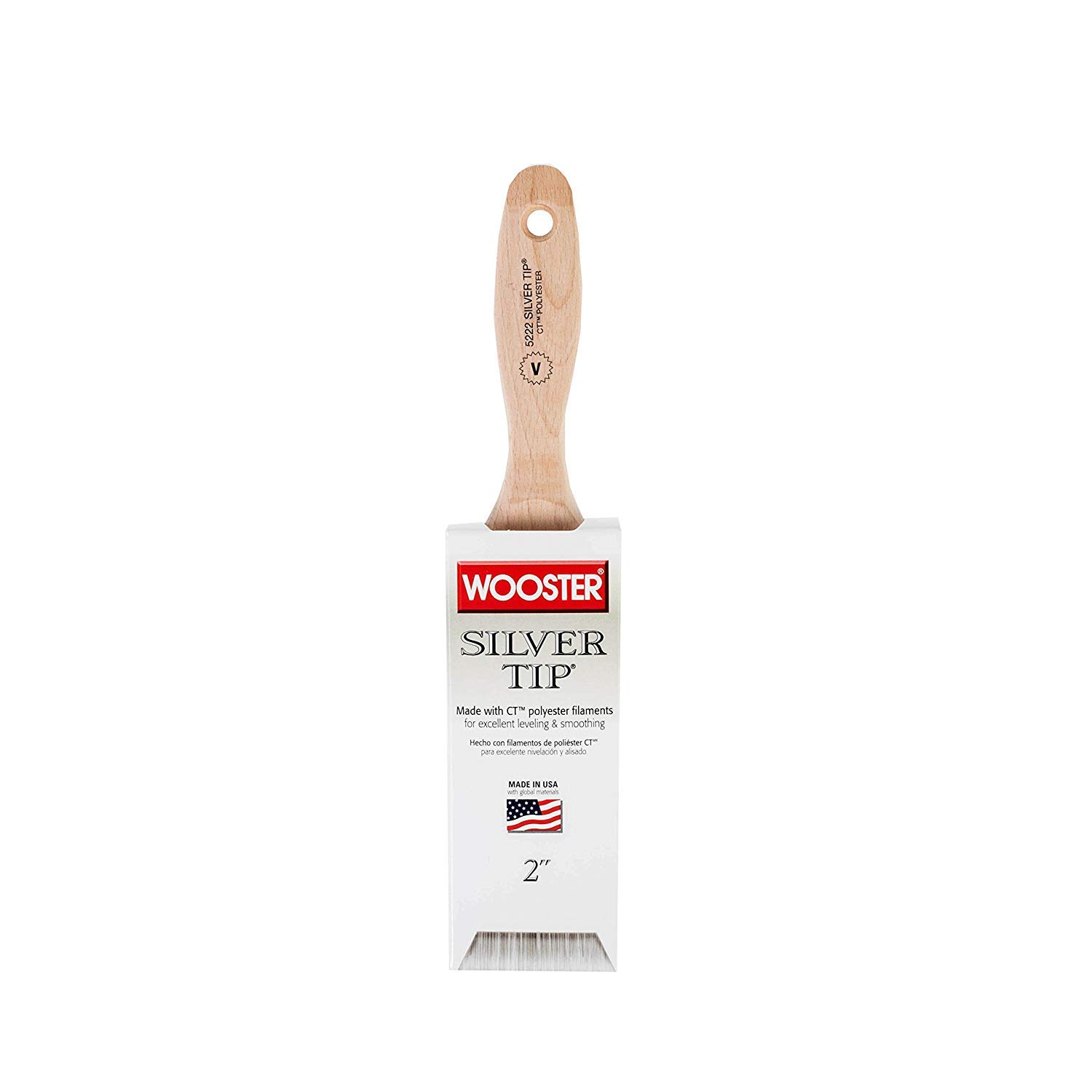 Wooster Brush Beige, Silver, White E5222-2 Silver Tip Varnish Paintbrush, 2-Inch Size