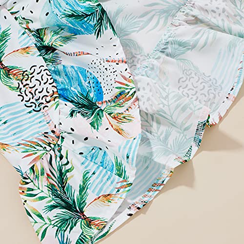 Toddler Baby Girls Ruffle Strap Top+Boho Floral Skirt Summer Outfit Clothes Two Piece Set(Shorts Skirt-Blue, 6-7T) #TOP6