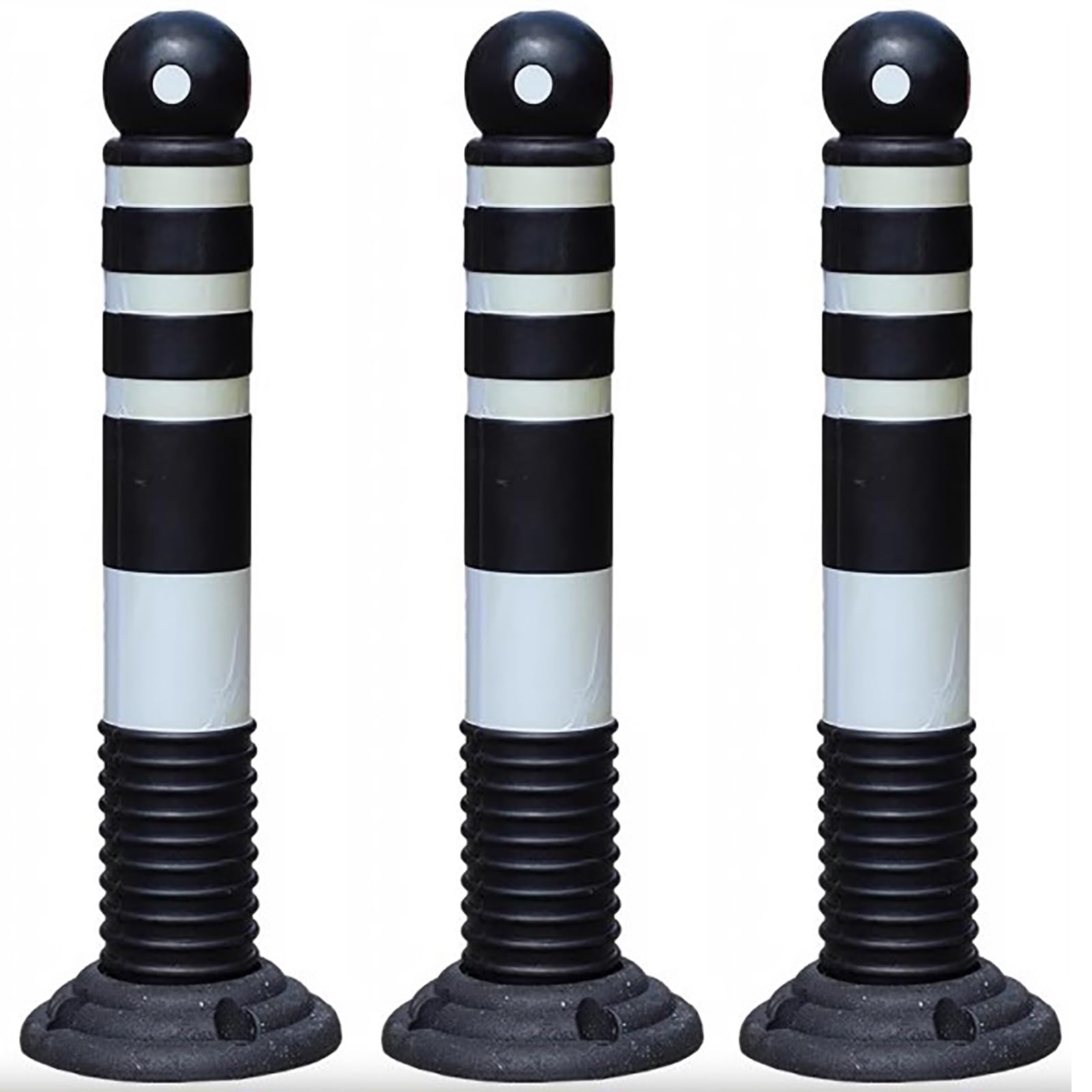 GHKryD safety bollard post, Safety Barrier Bollard for Driveways, Rubber Parking Bollards for Driveway(White,3pcs)