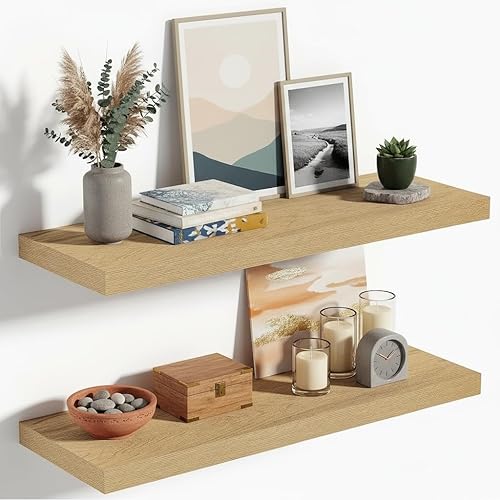 Miniatura 49 de Vivelove Estantes flotantes para montar en la pared, estante de 16 pulgadas para baño pequeño, dormitorio, sala de estar, cocina, decoración moderna