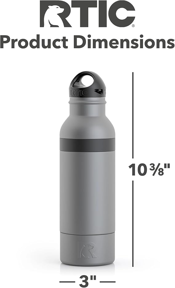 RTIC Bottle Chiller, Insulated Cooler for 12oz Glass Soda or 16oz Aluminum Bottles, Double Wall Vacuum Insulation, Stainless Steel, Sweat Proof, Graphite