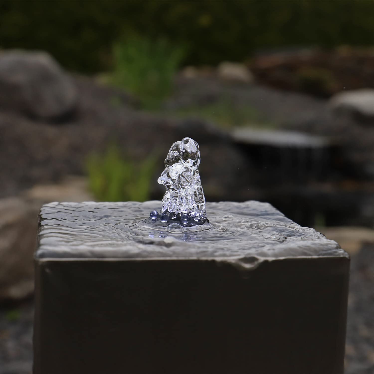 CLGarden Säulenbrunnen Edelstahl eckig ESB7 für außen Garten Brunnen Set Säule mit LED Beleuchtung