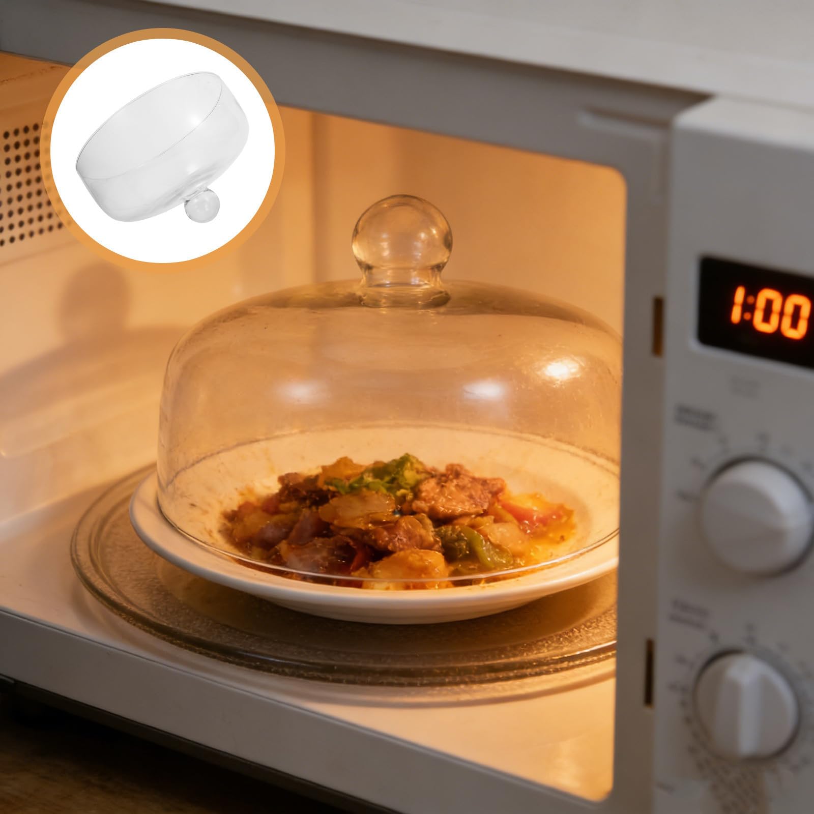 Mikrowellen Abdeckung aus Glas für Teller und Lebensmittel mit Rundem Dom Wiederverwendbar und Leicht zu Reinigen für Tägliches Kochen und Aufwärmen