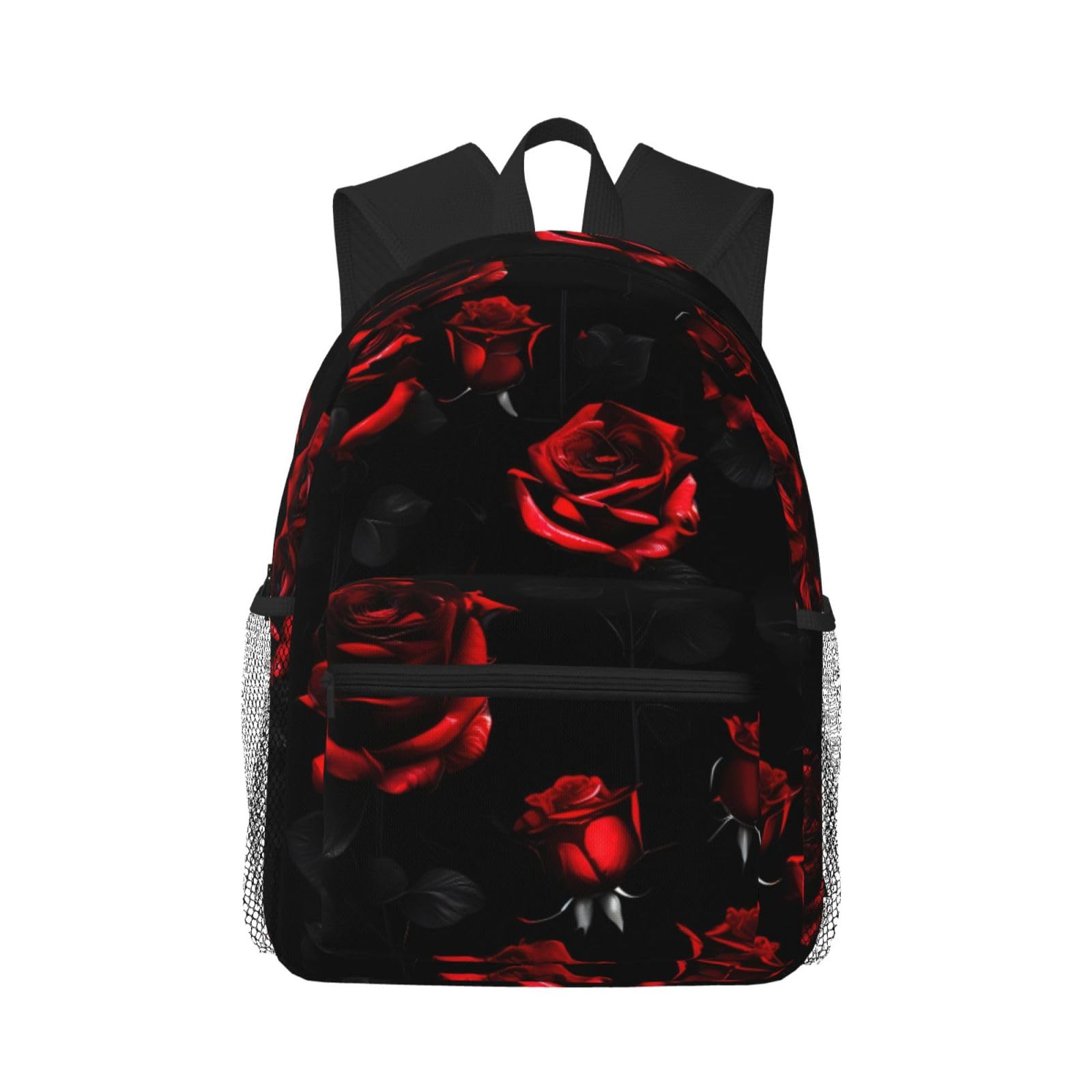 QHWLR Red and black roses print backpack Travel Laptop Backpack Cute Purse Casual Backpack work, traveling,